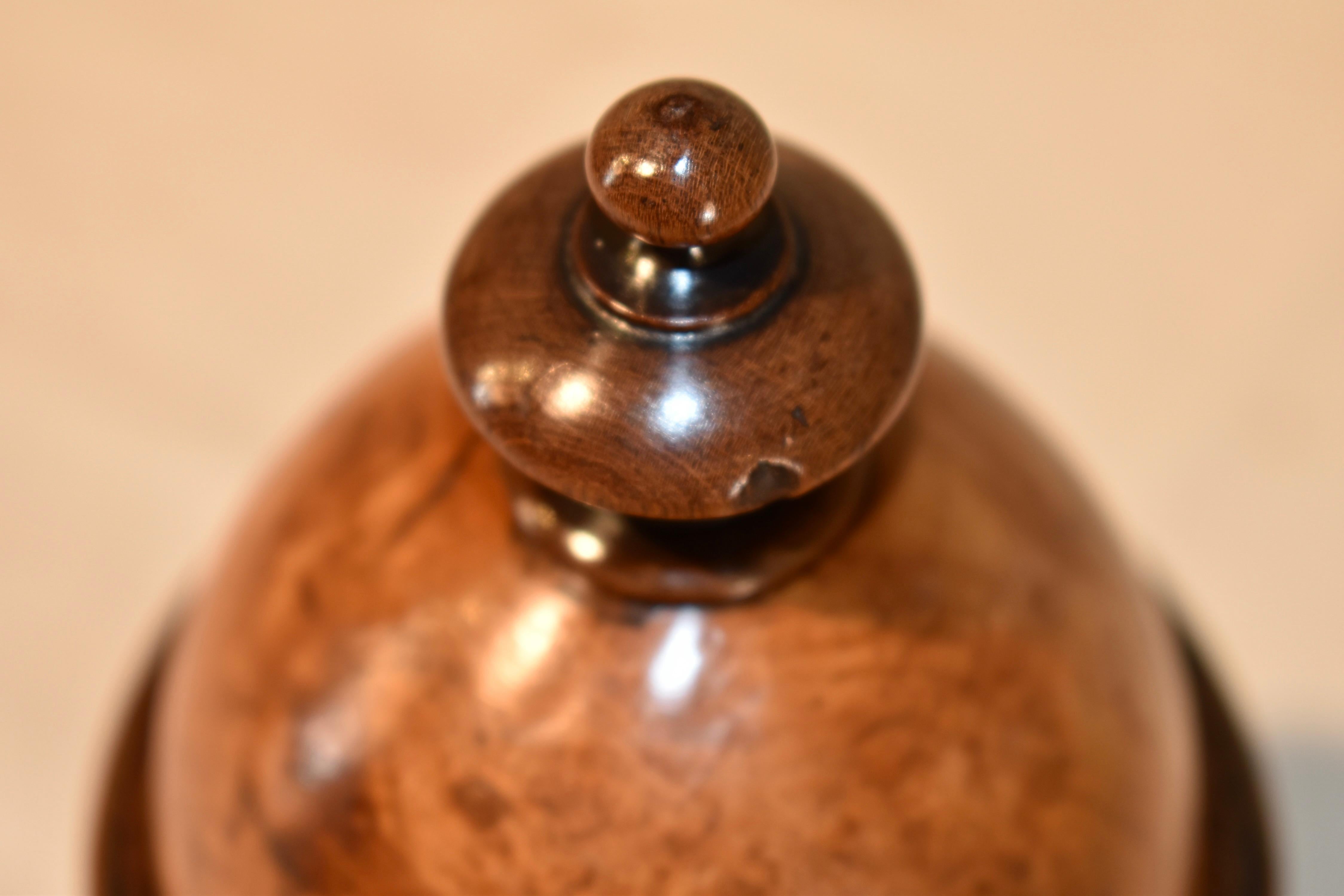19th Century Treenware Burl Lidded Oval Box 1