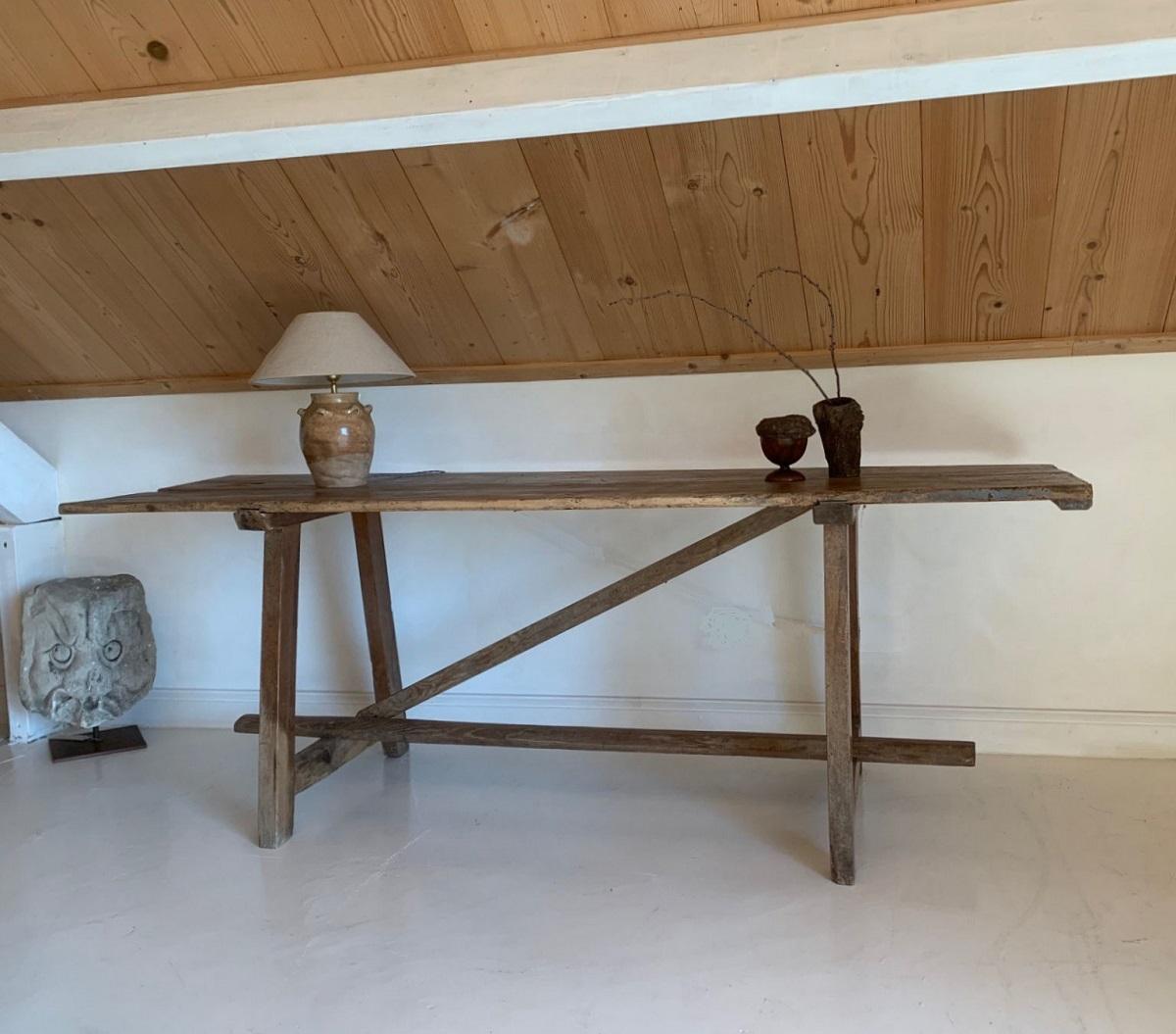 Spanish 19th Century Trestle Console Table