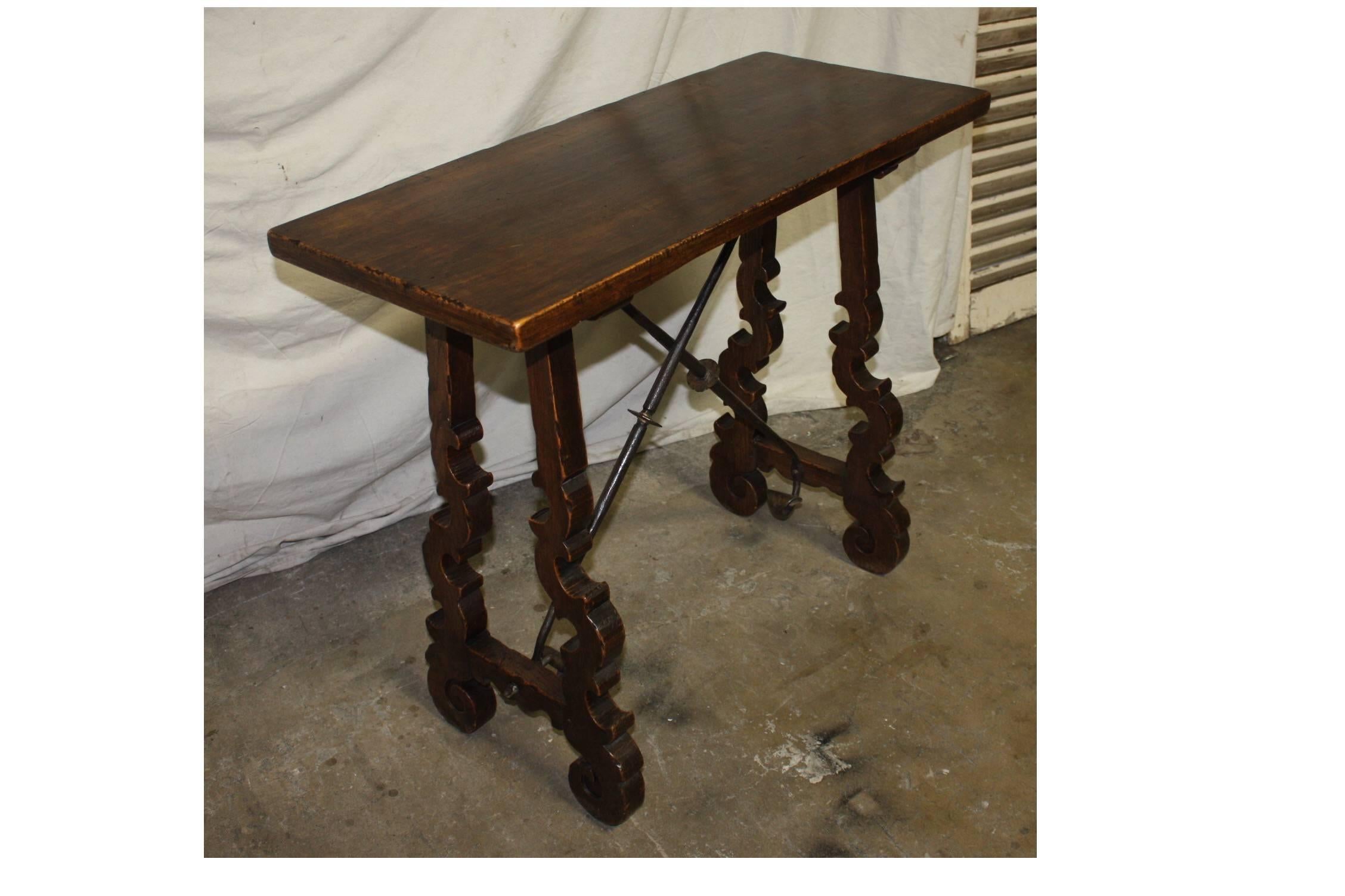 French Provincial 19th Century Trestle Side Table