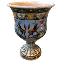 19th Century Triana Glazed Ceramic Cup with Assorted Decorations