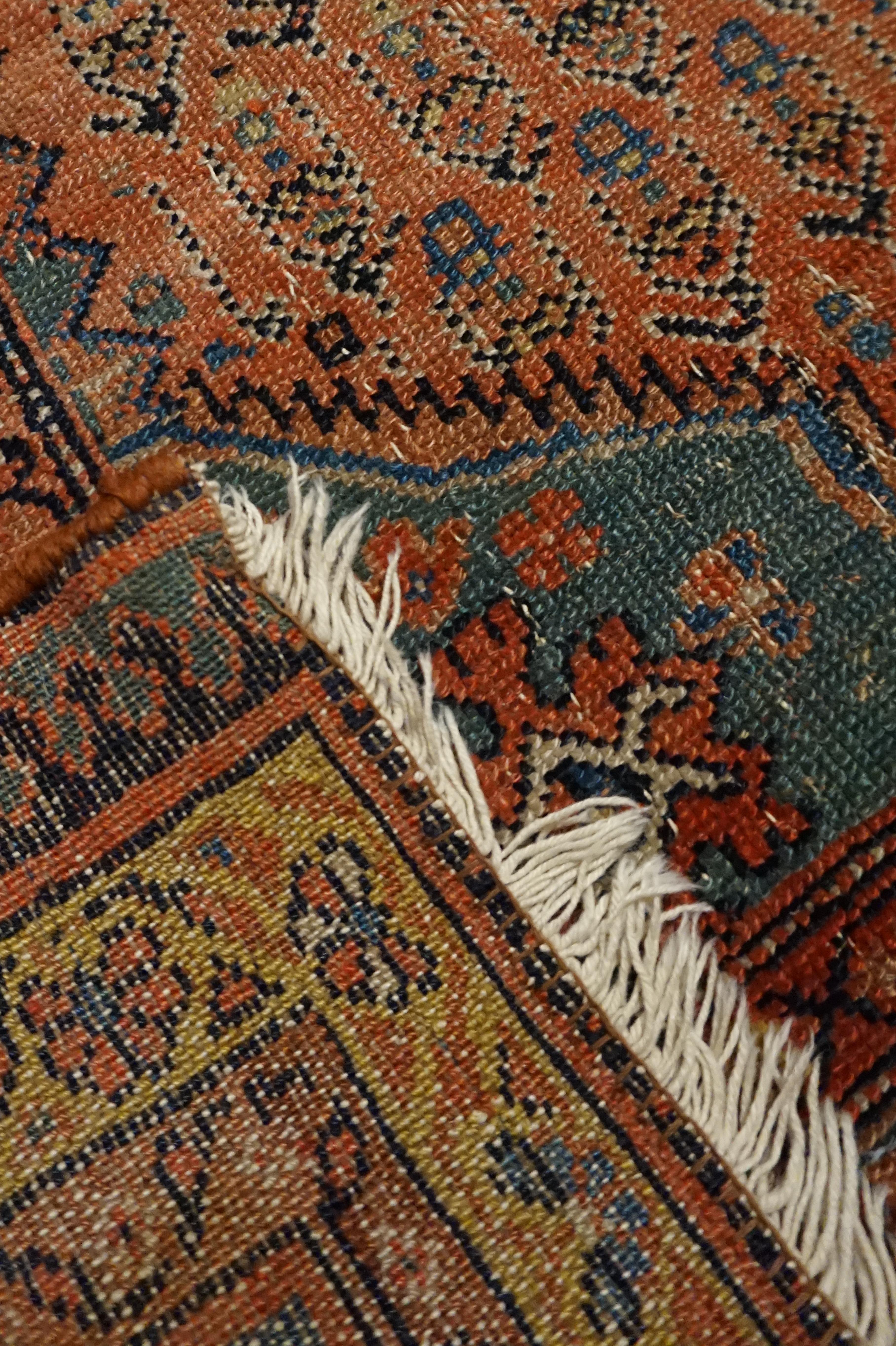 19th Century Tribal Boteh Paisley Hand-knotted Rug In Rust Hues For Sale 6