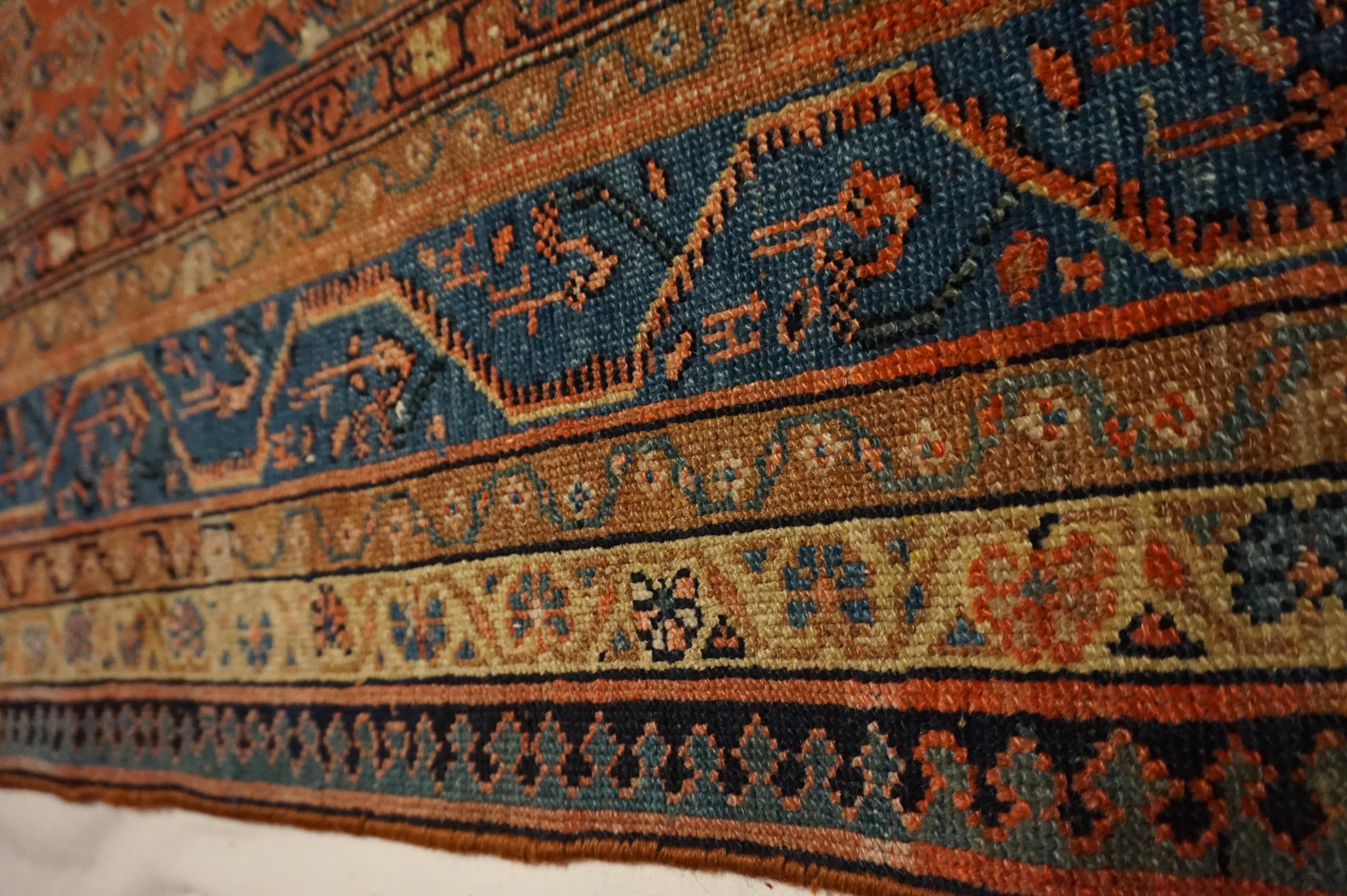 19th Century Tribal Boteh Paisley Hand-knotted Rug In Rust Hues For Sale 7
