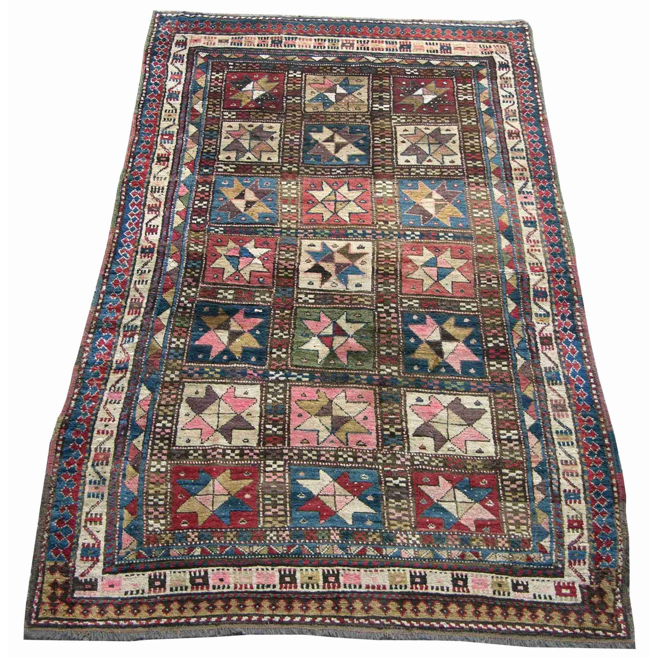 19th Century Tribal Caucasian Rug In Good Condition For Sale In Los Angeles, US