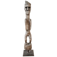 Figure ancestrale tribale en bois sculpté à la main du 19e siècle