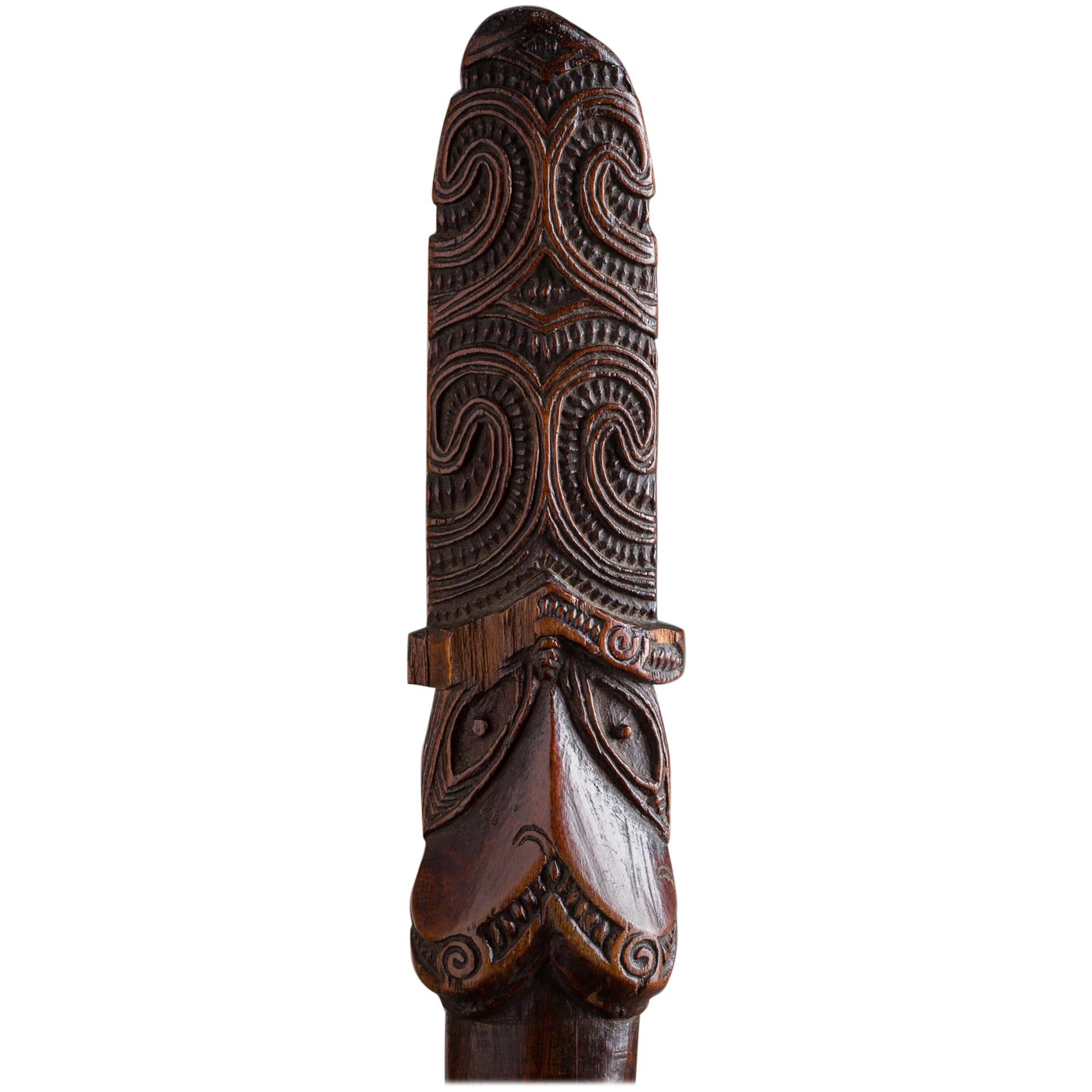 19th Century Tribal Maori Spear Taiaha, New Zealand