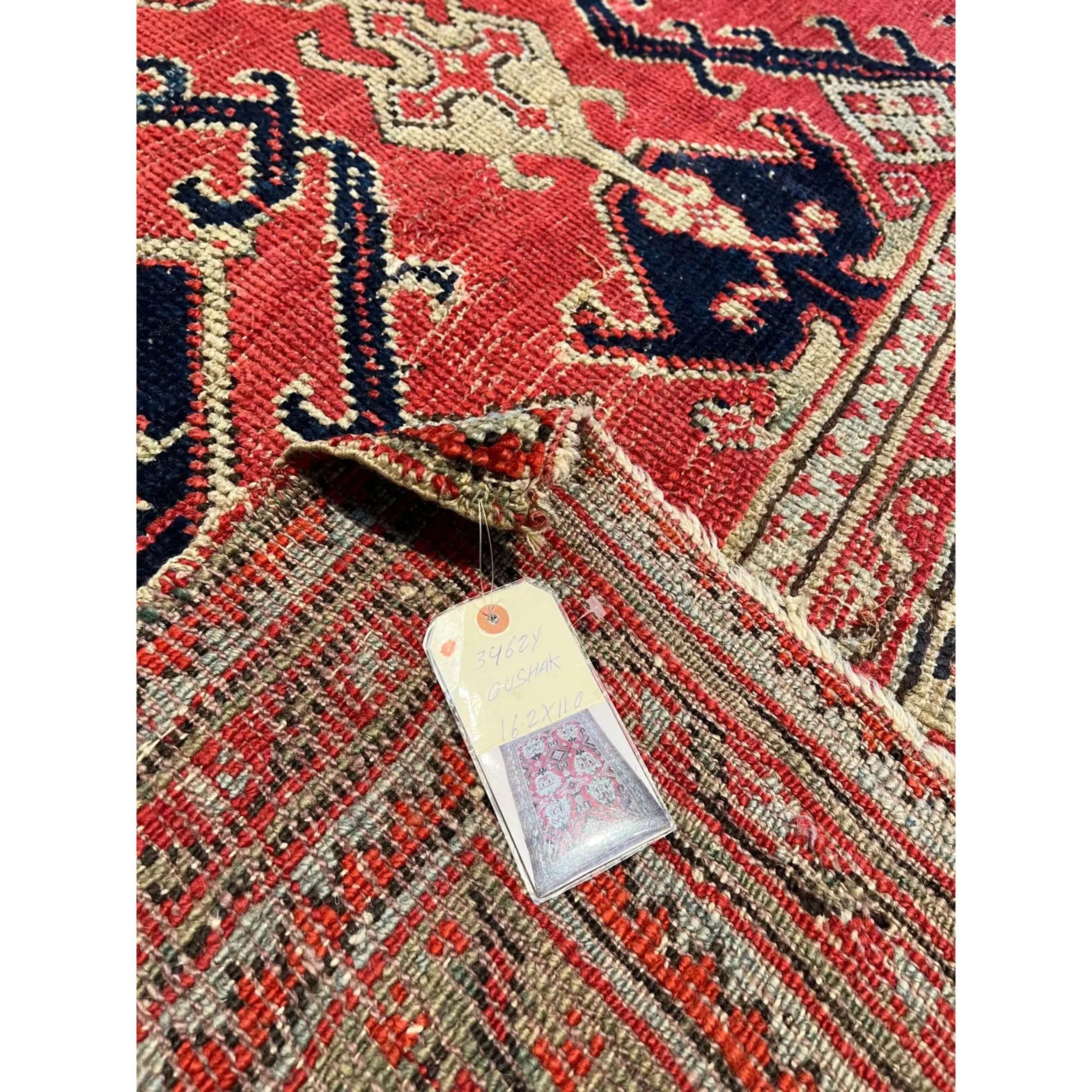 19th Century Tribal Oushak Rug In Good Condition For Sale In Los Angeles, US
