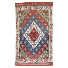 Kilim tribale turco geometrico del XIX secolo