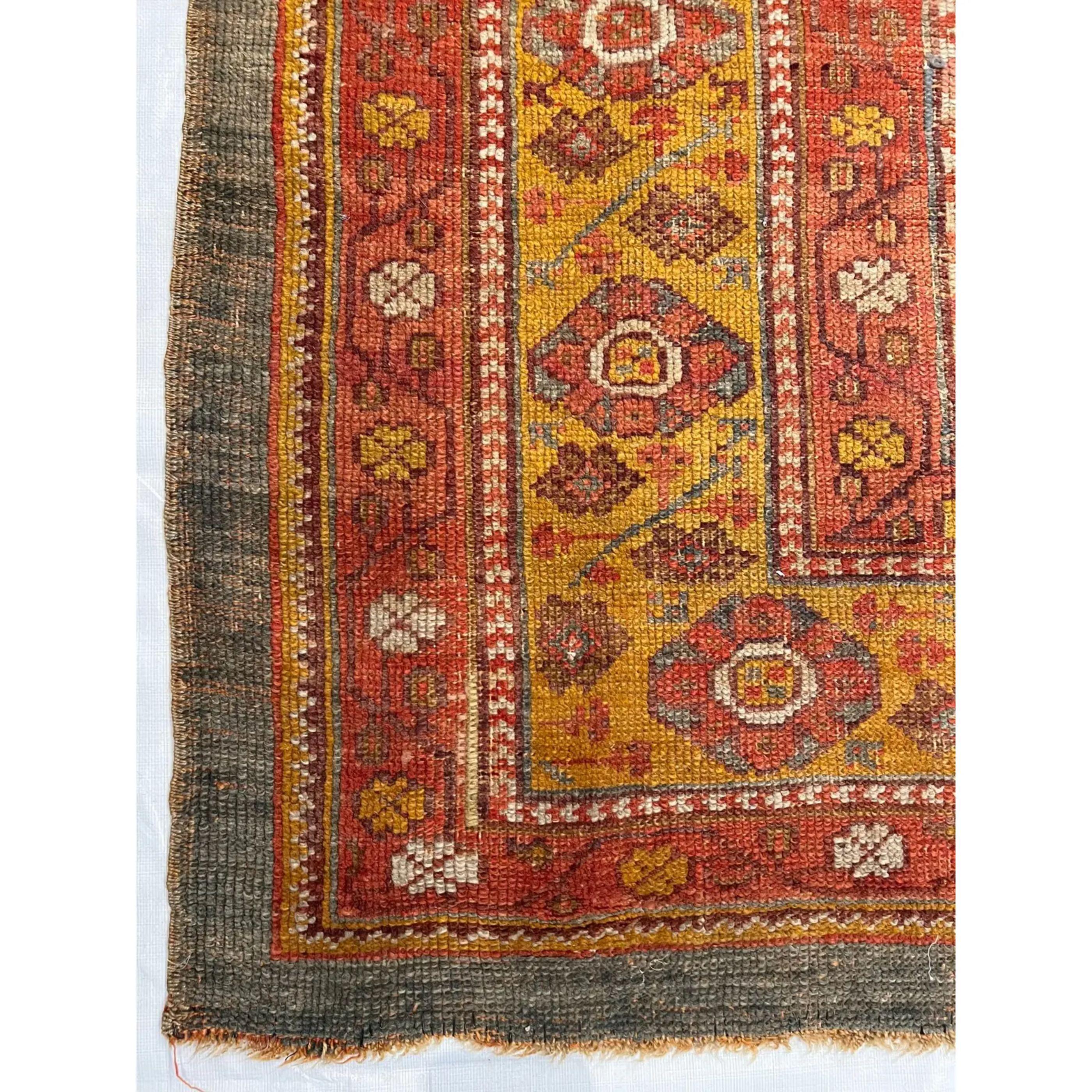 Wool 19th Century Tribal Turkish Oushak Rug 15'2