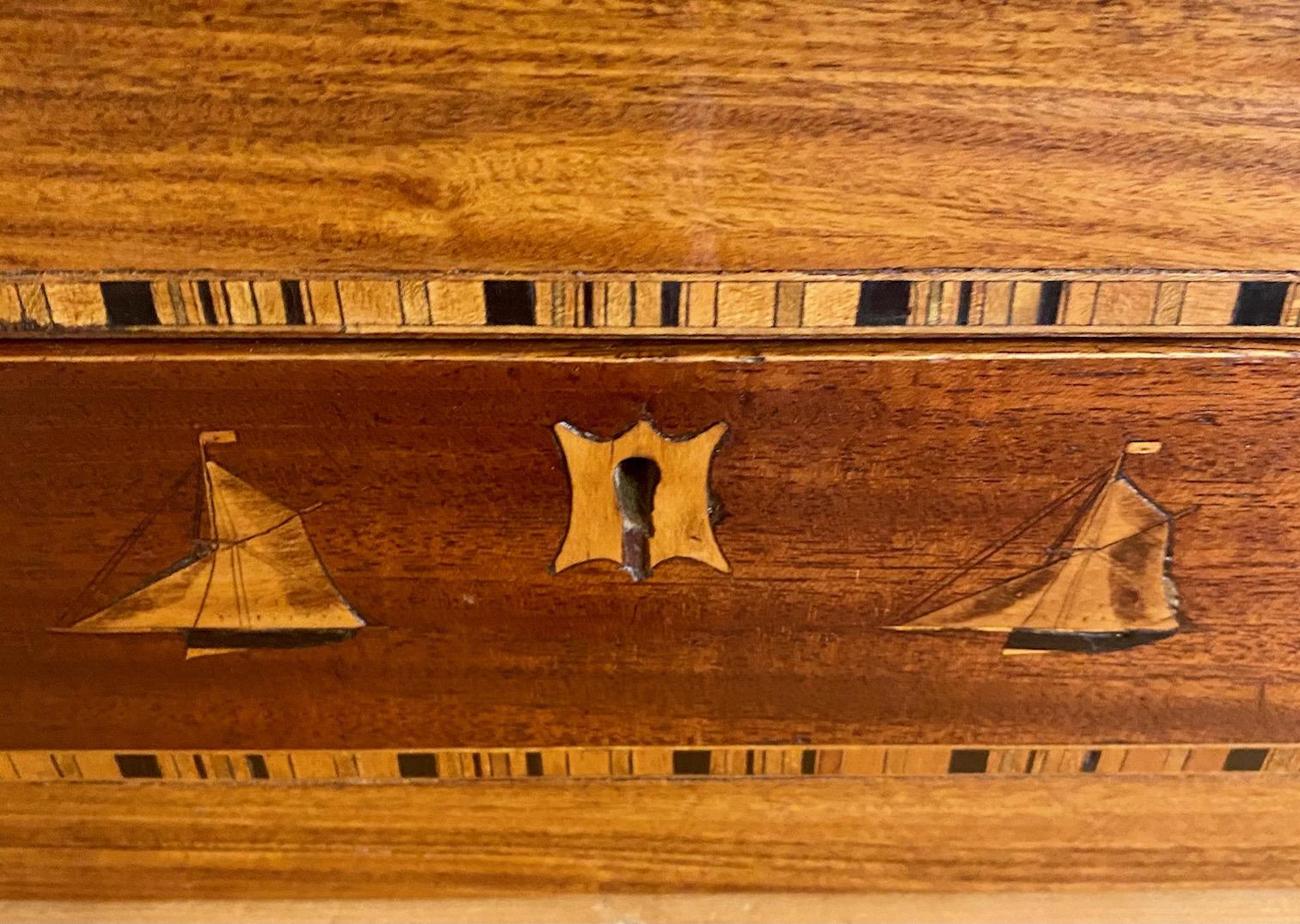 Folk Art 19th Century Trinity House Inlaid Rosewood Sewing Box, circa 1870