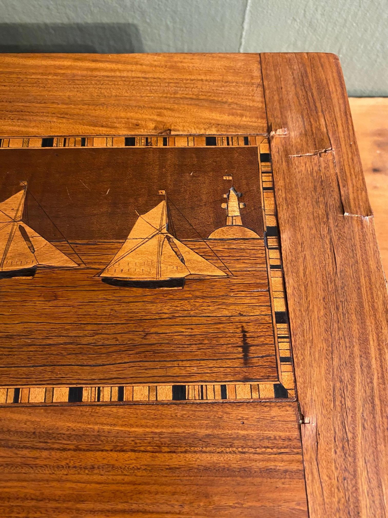 Hand-Crafted 19th Century Trinity House Inlaid Rosewood Sewing Box, circa 1870 For Sale