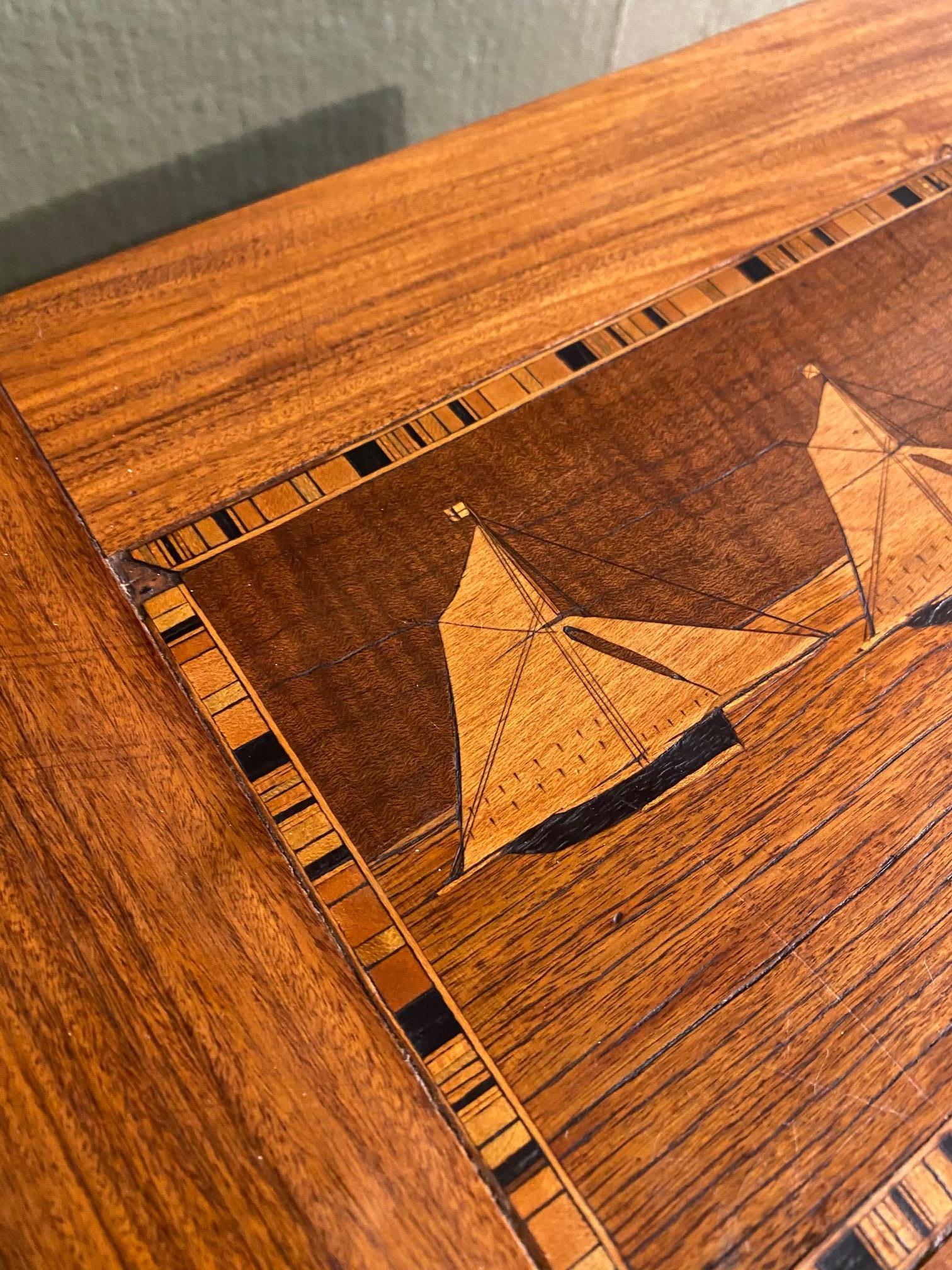 19th Century Trinity House Inlaid Rosewood Sewing Box, circa 1870 In Good Condition For Sale In Nantucket, MA