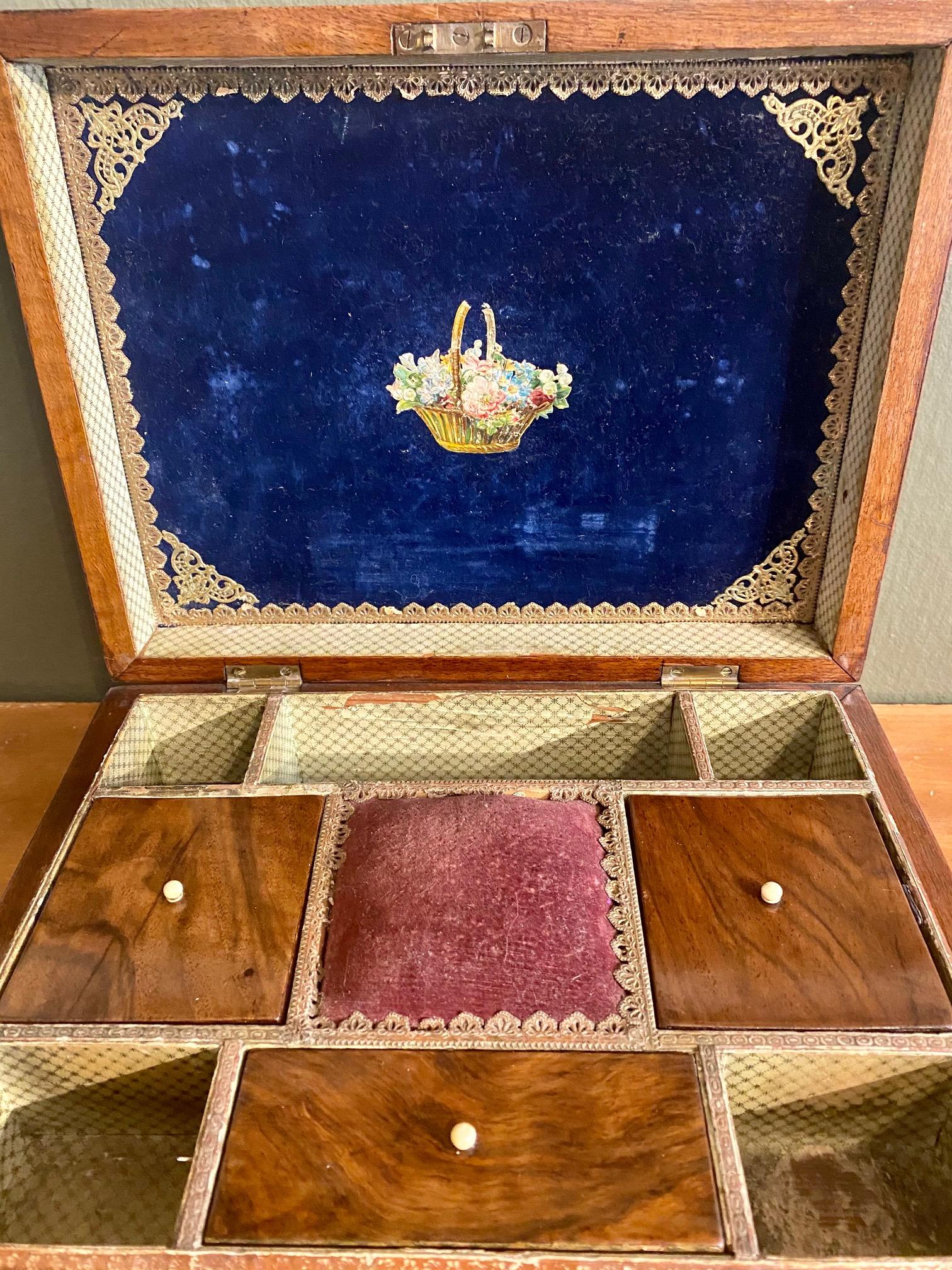 Late 19th Century 19th Century Trinity House Inlaid Rosewood Sewing Box, circa 1870