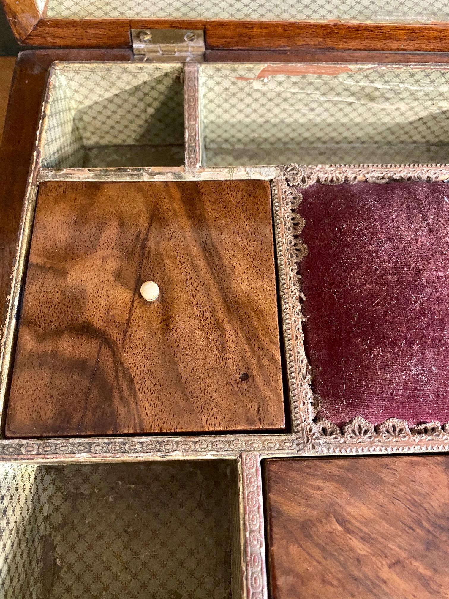 Wood 19th Century Trinity House Inlaid Rosewood Sewing Box, circa 1870