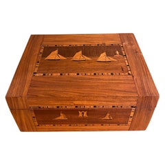 Antique 19th Century Trinity House Inlaid Rosewood Sewing Box, circa 1870