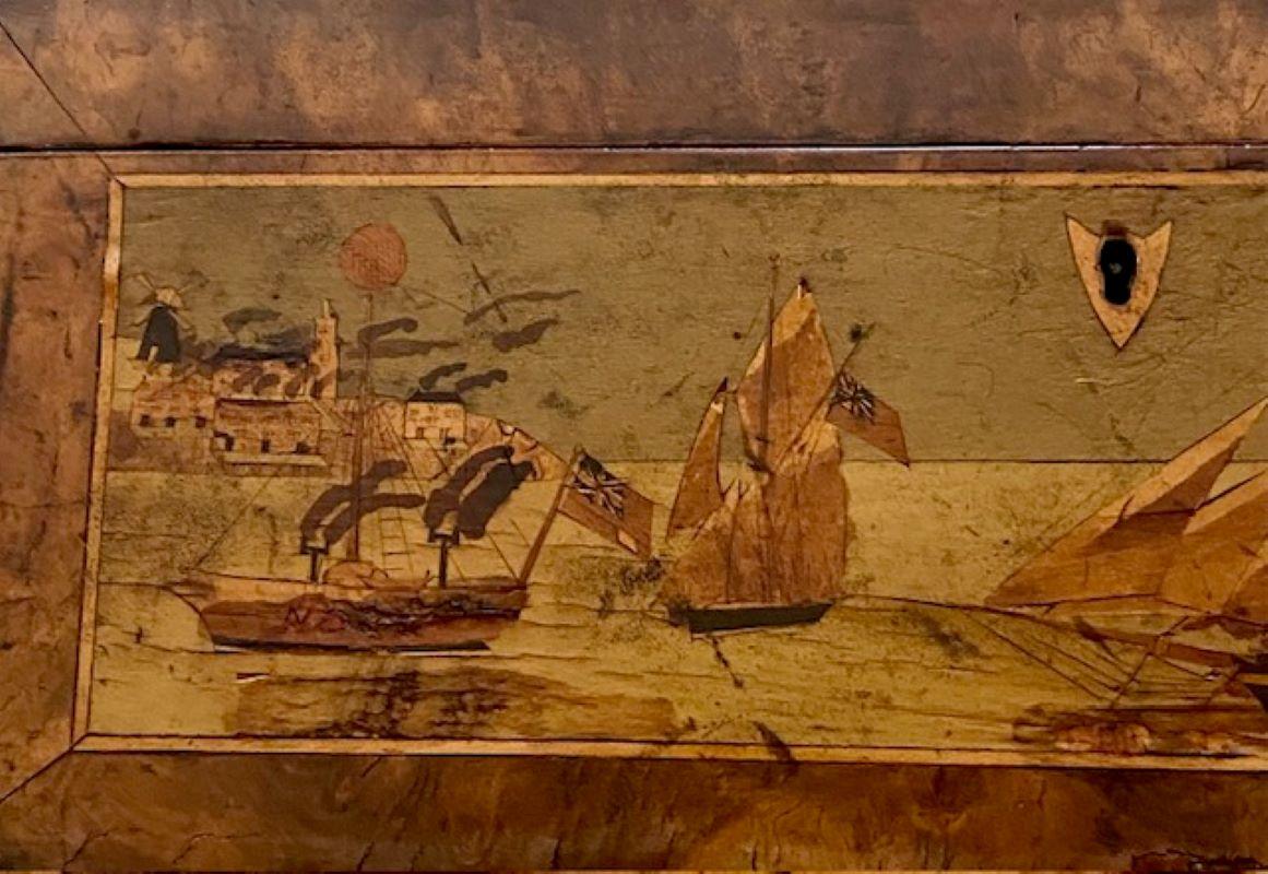 Fait main Boîte à couture en bois incrusté de marqueterie de Trinity House du XIXe siècle, vers 1870 en vente