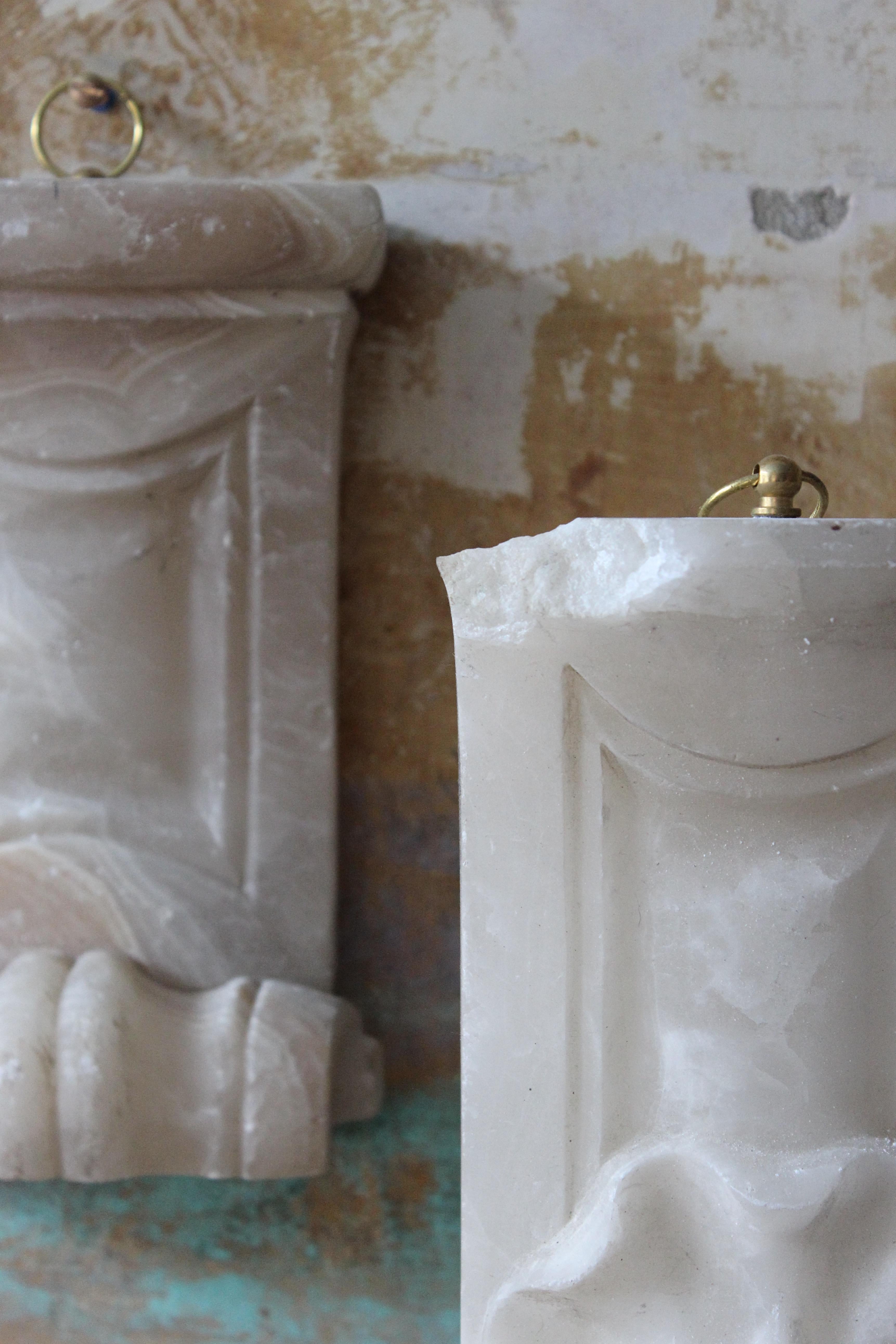 19th Century Trio of Carved Alabaster & Marble Architectural Elements Corbels   For Sale 1