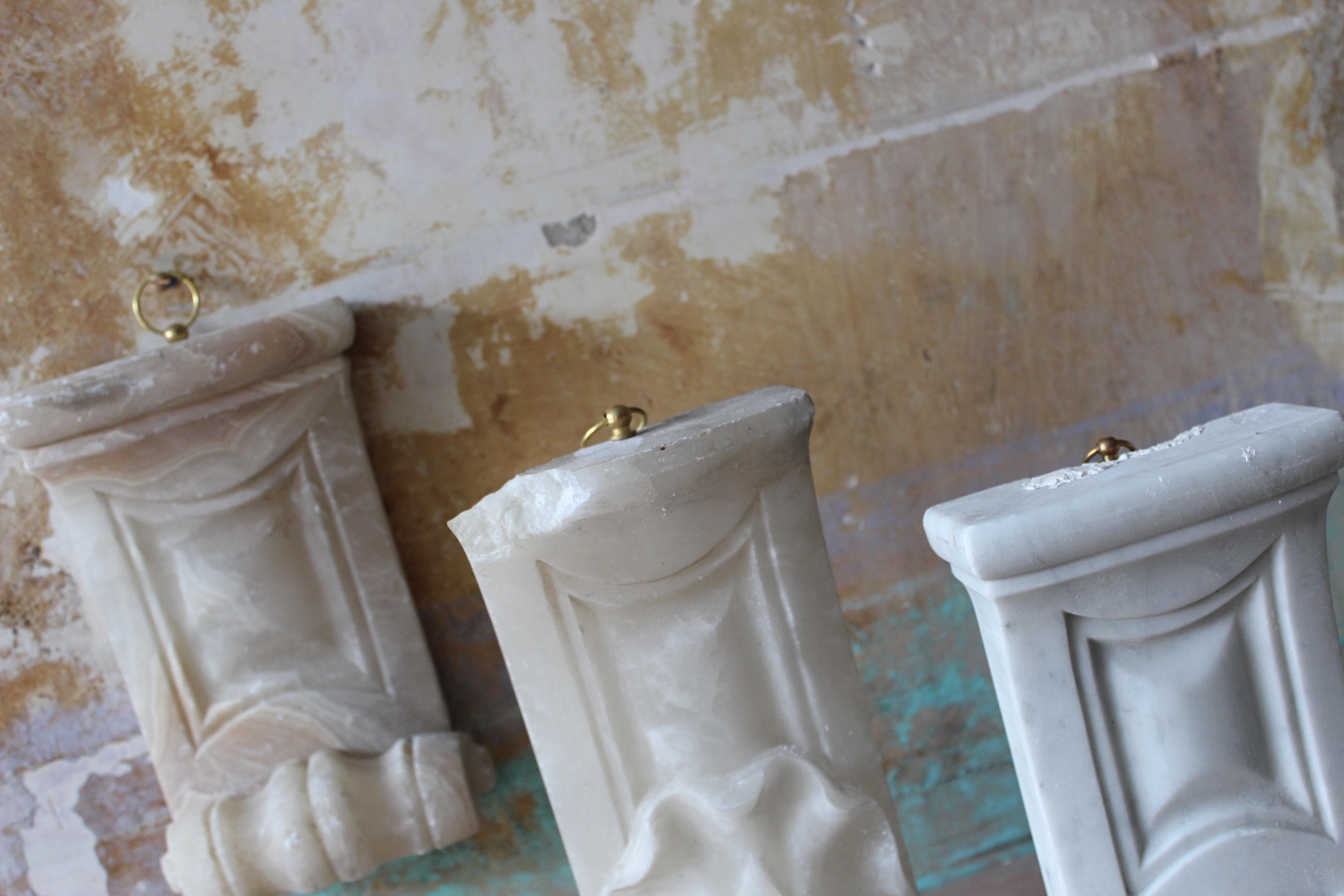 19th Century Trio of Carved Alabaster & Marble Architectural Elements Corbels   For Sale 2