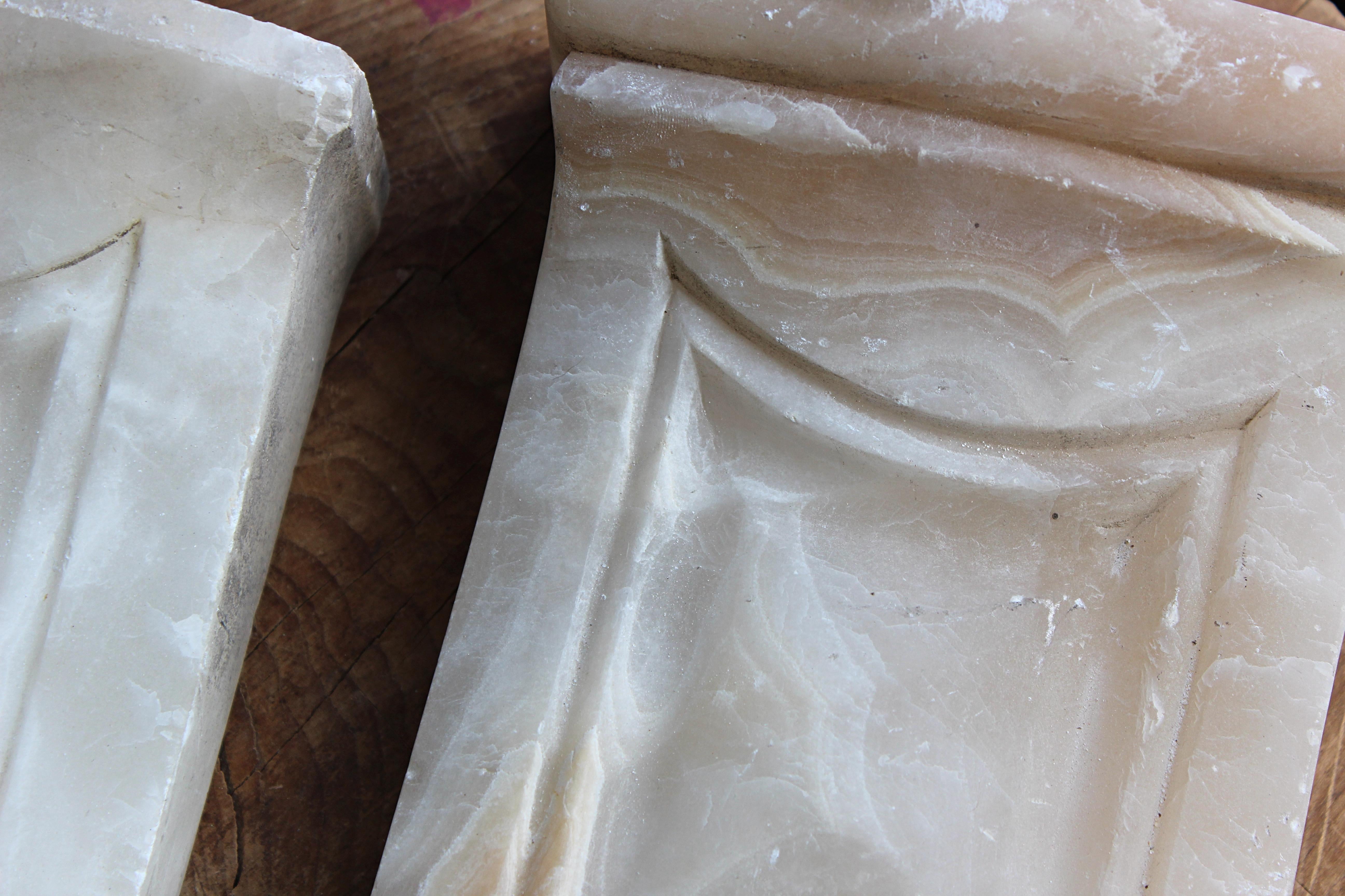 19th Century Trio of Carved Alabaster & Marble Architectural Elements Corbels   For Sale 4