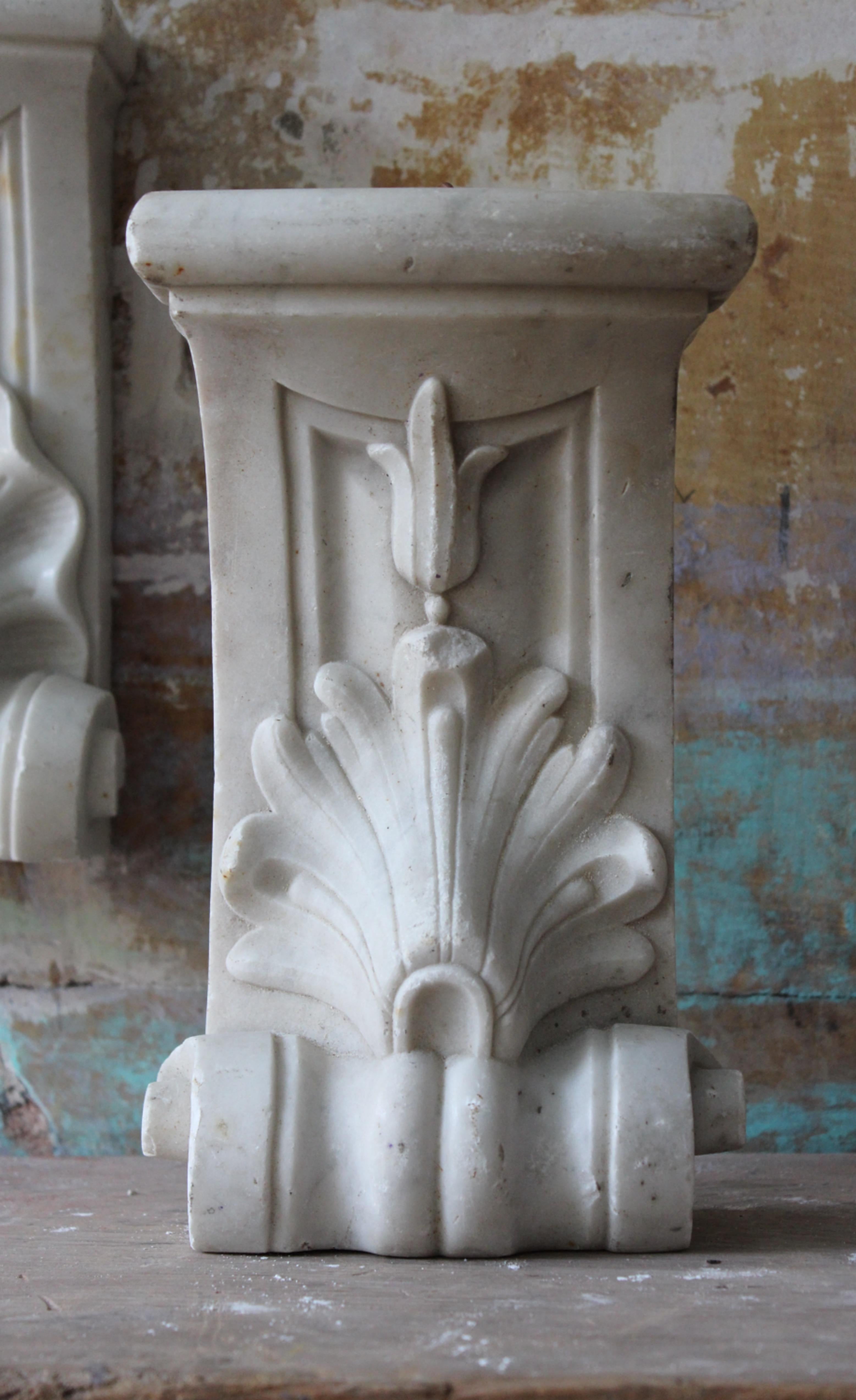 English 19th Century Trio of Carved Marble Architectural Elements Corbels Country House 