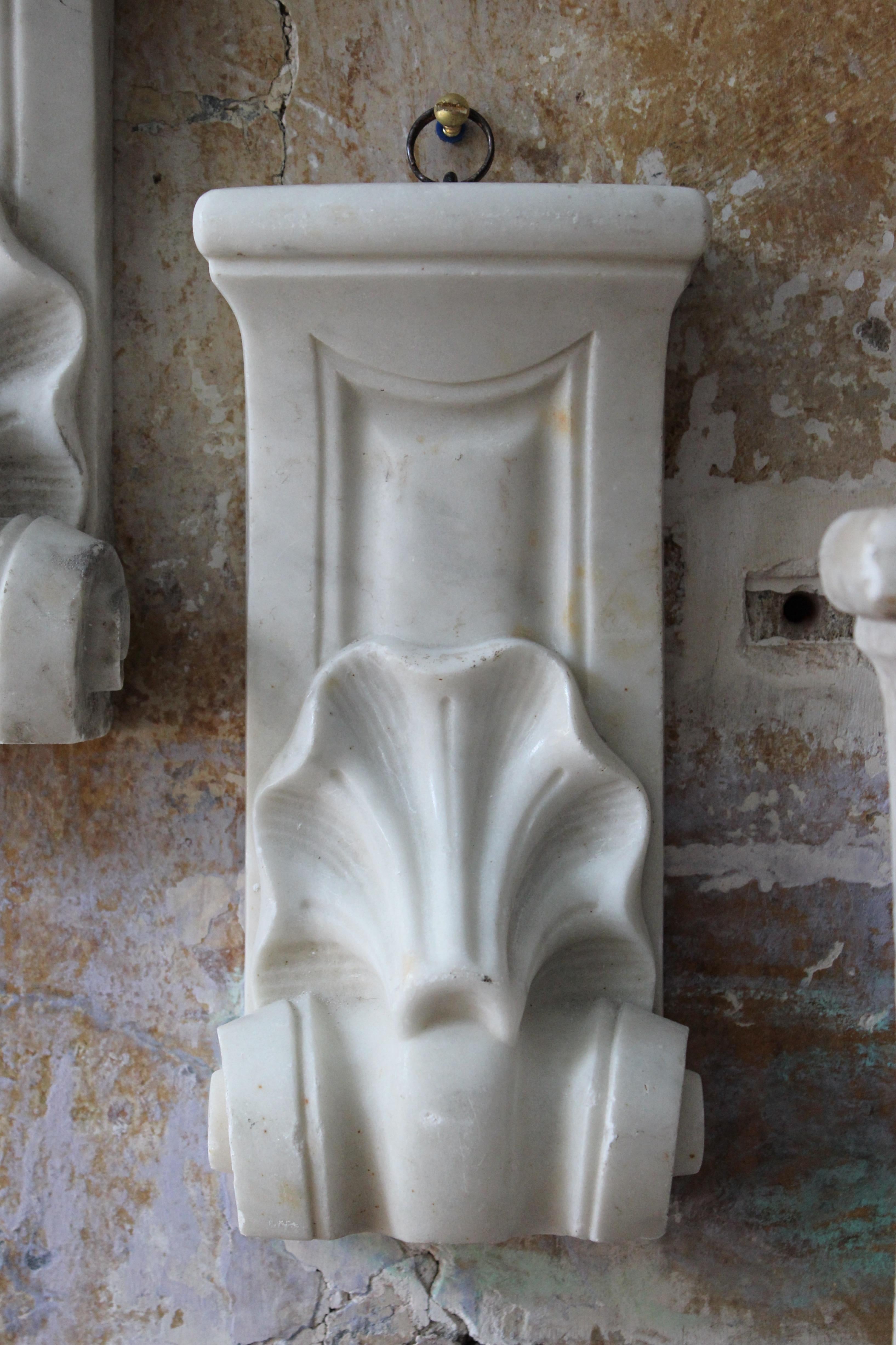 Hand-Carved 19th Century Trio of Carved Marble Architectural Elements Corbels Country House  For Sale