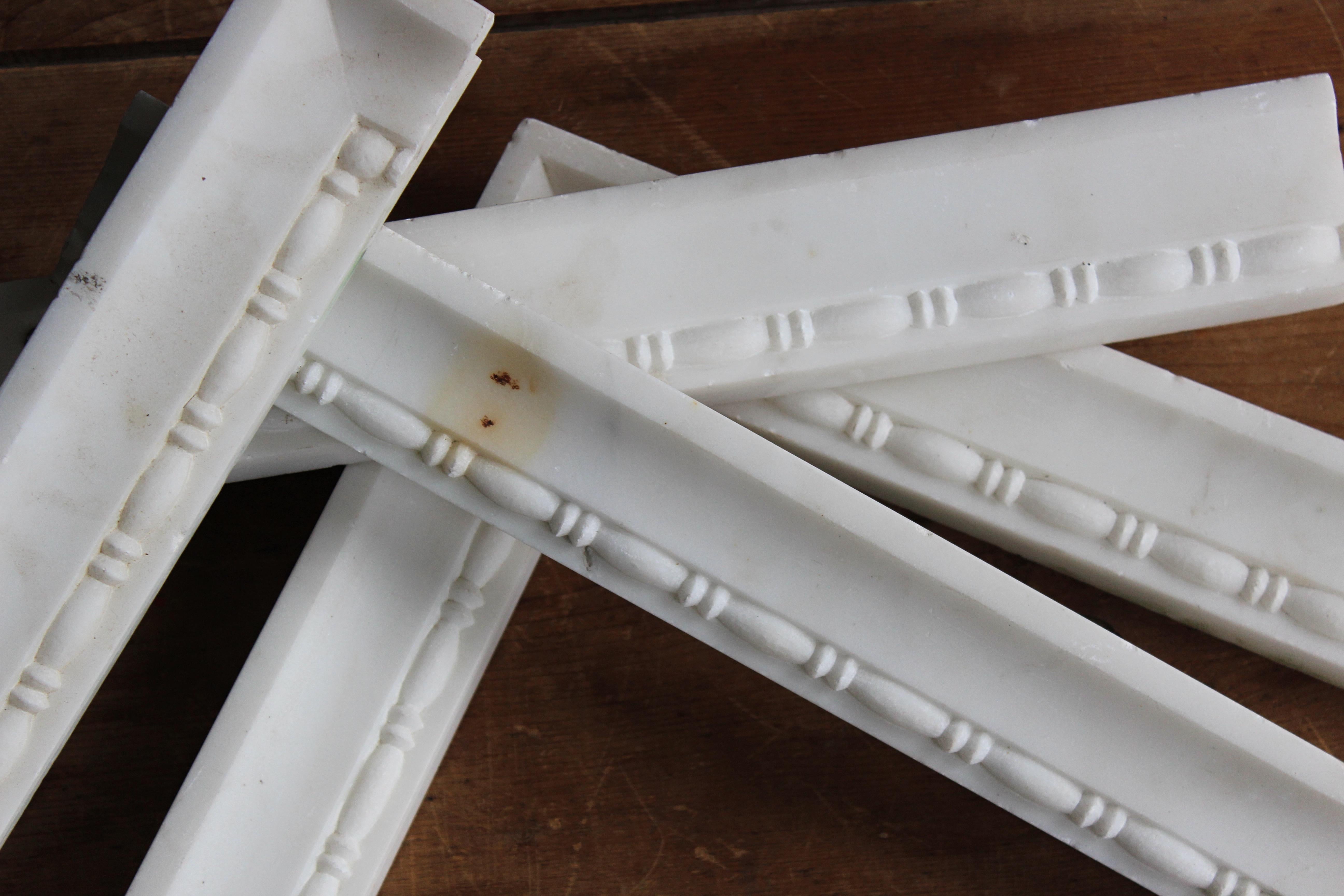 19th Century Trio of Carved Marble Frames Architectural Niches Elements  For Sale 11