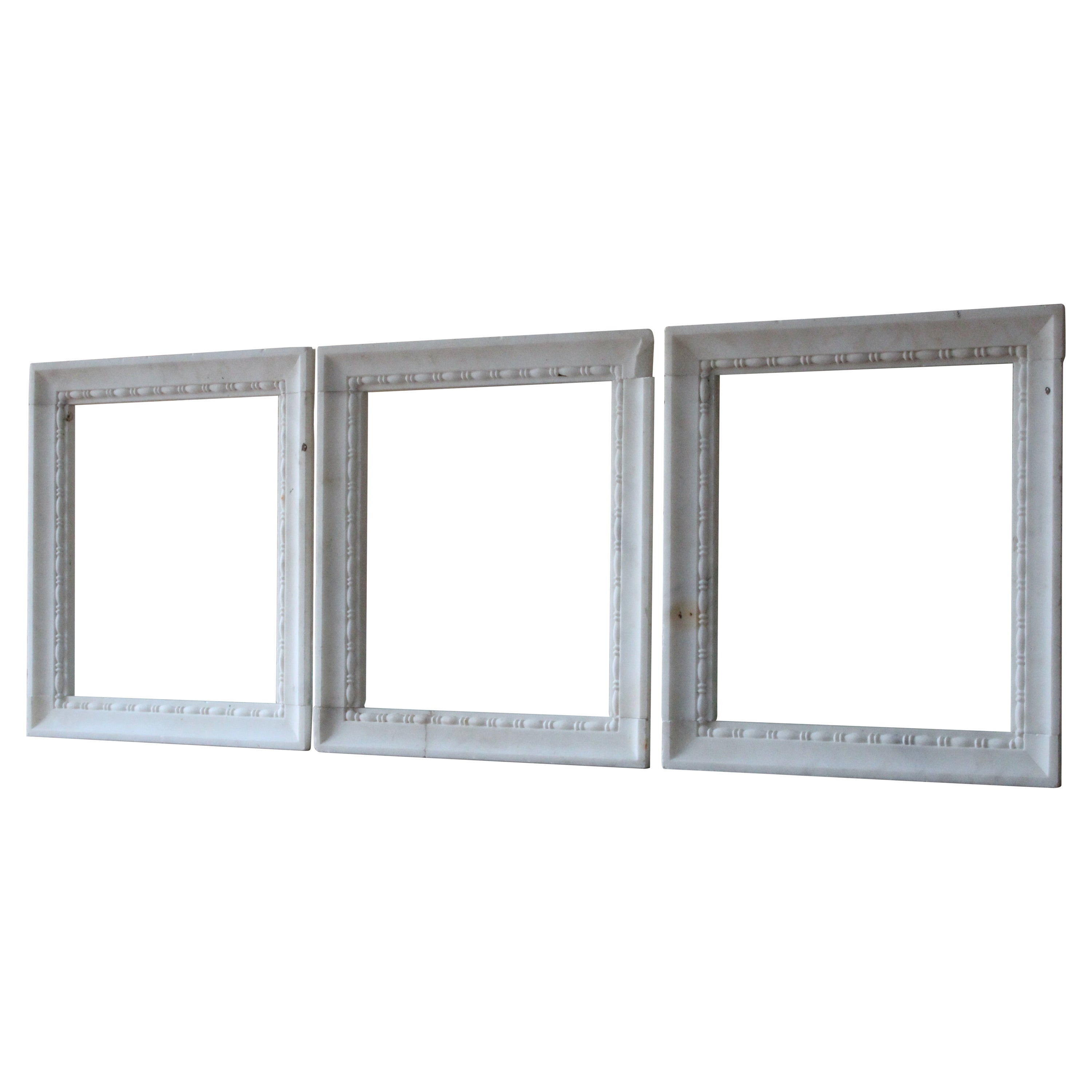 19th Century Trio of Carved Marble Frames Architectural Niches Elements
