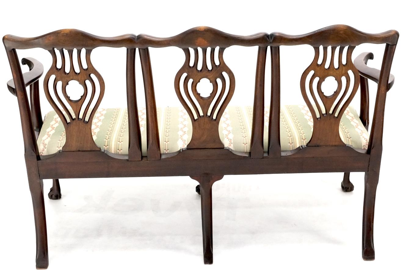 19th Century Triple Ball & Claw Armchair Style Settee Bench Sofa Chippendale For Sale 9