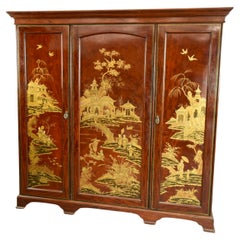 19th century triple chinoiserie  wardrobe armoire by Holland & sons