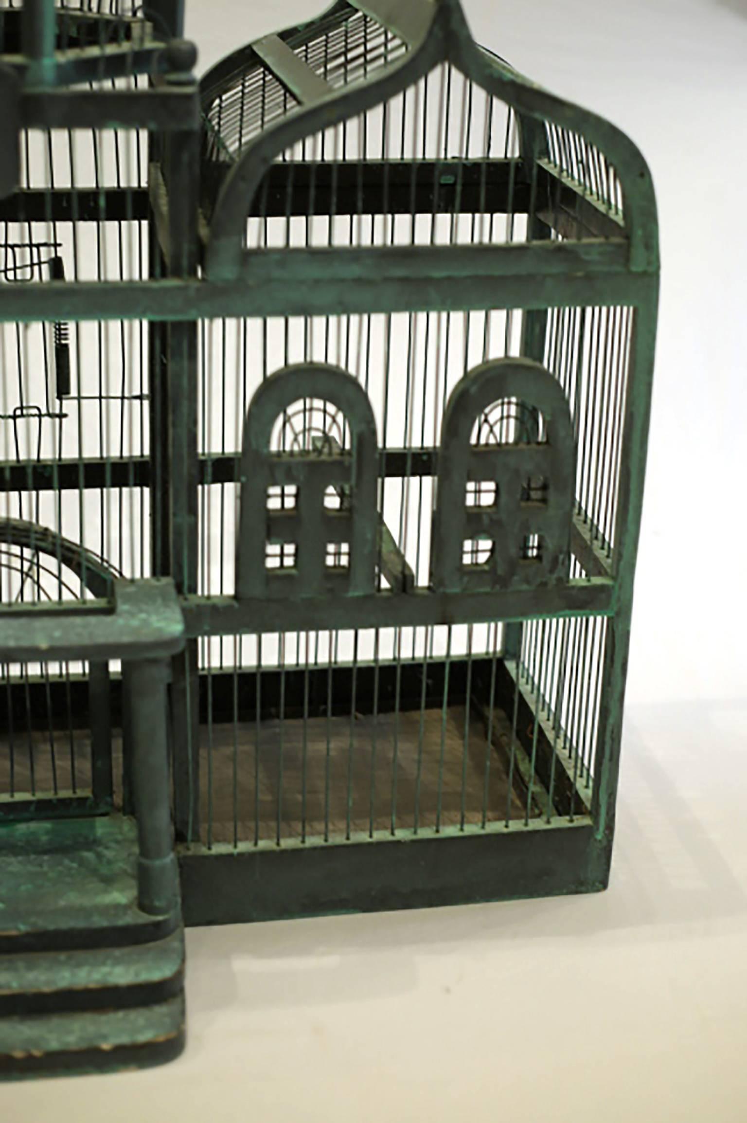 19th Century Triple Domed Wooden Cathedral Taj Mahal Bird Cage, circa 1800s 1