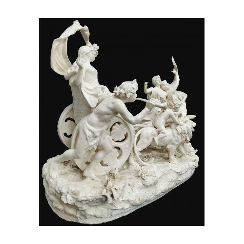 Mid 19th century Triumph of Bacchus and Ariadne

Capodimonte porcelain, 60 x 73 x 40 cm

N mark with crown

The exquisite refinement of this porcelain, an excellent example of the renowned Capodimonte manufacture, is matched by the lively
