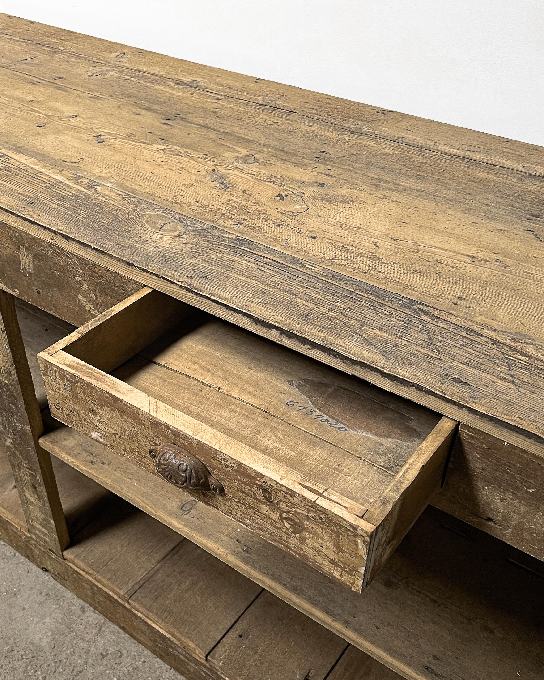 19th Century Trompe l'Oeil Marble Painted Shop Counter, Kitchen Island 7