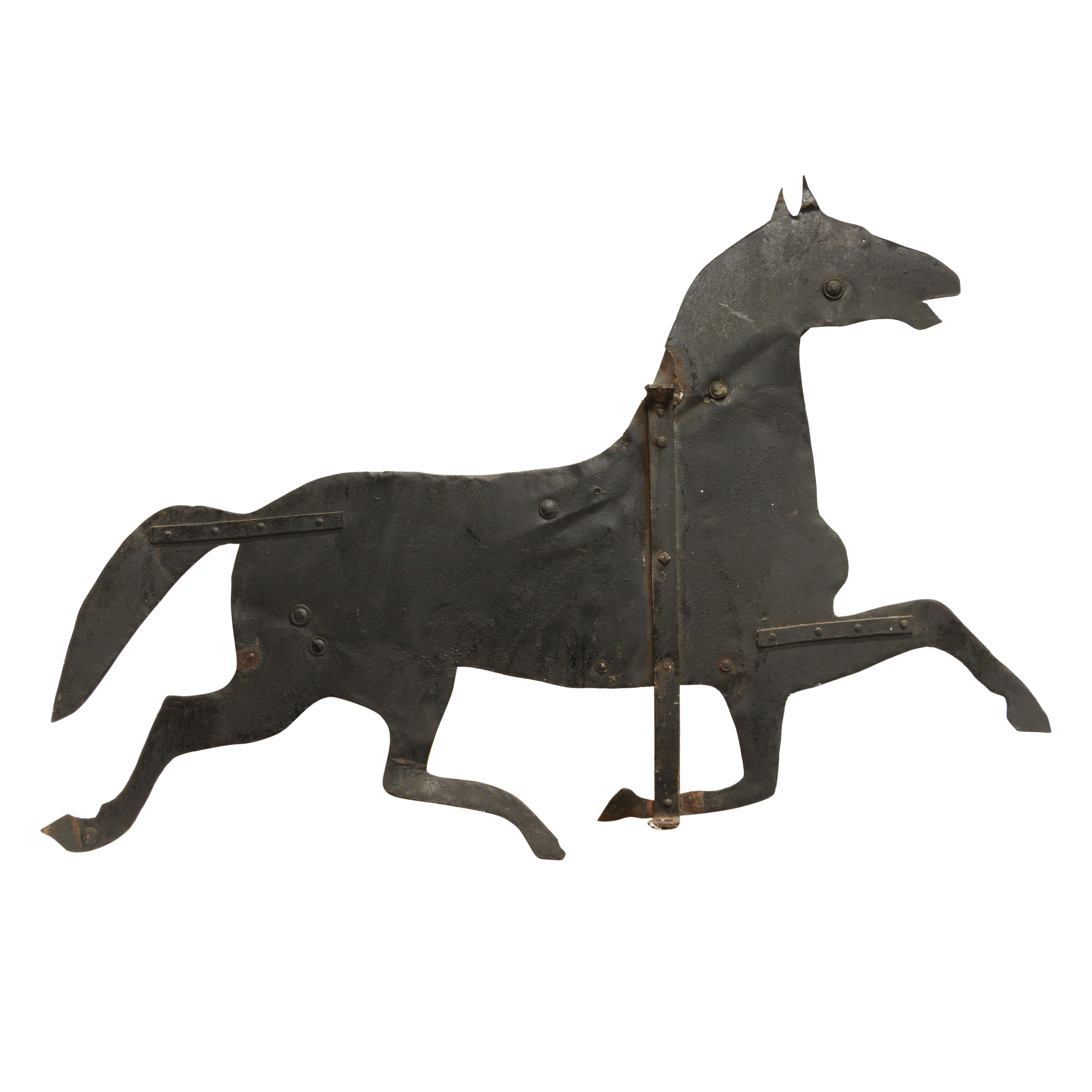 Wetterfahne mit Pferd aus dem 19. Jahrhundert (Metall) im Angebot