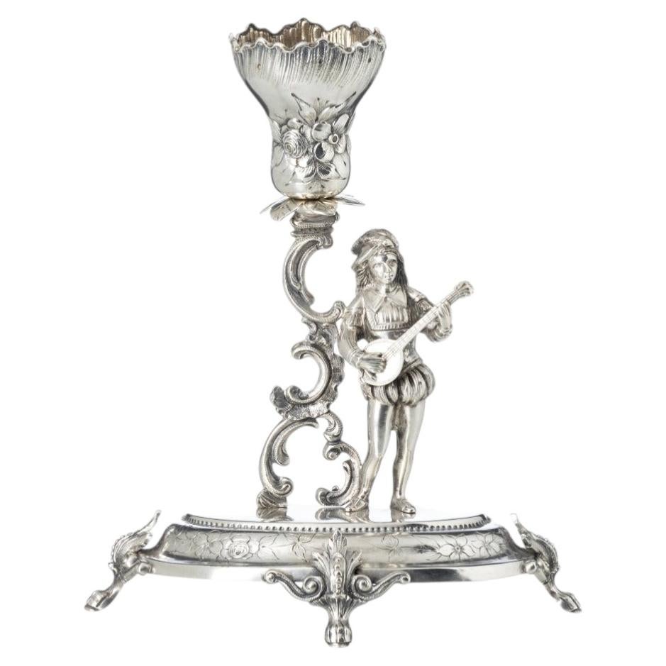 XIX secolo - Portastuzzicadenti in argento "Troubadour" in vendita