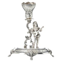 19th Century - 'Troubadour' Silver Toothpick Holder