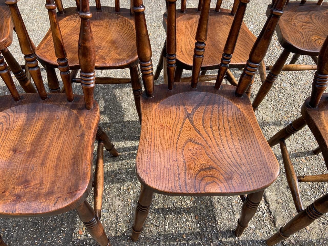 English 19th Century True Set of Antique Spindle Back Chairs