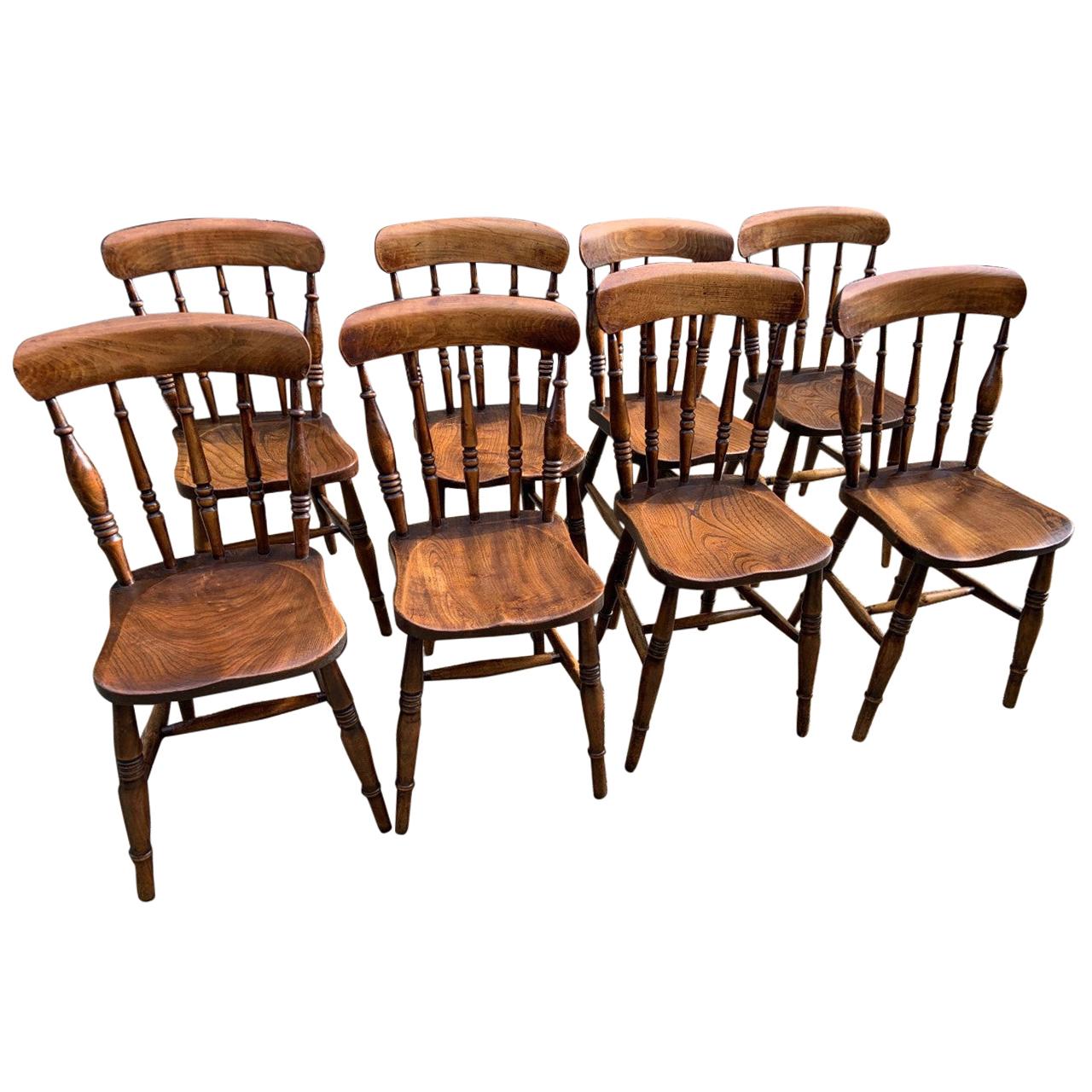 19th Century True Set of Antique Spindle Back Chairs