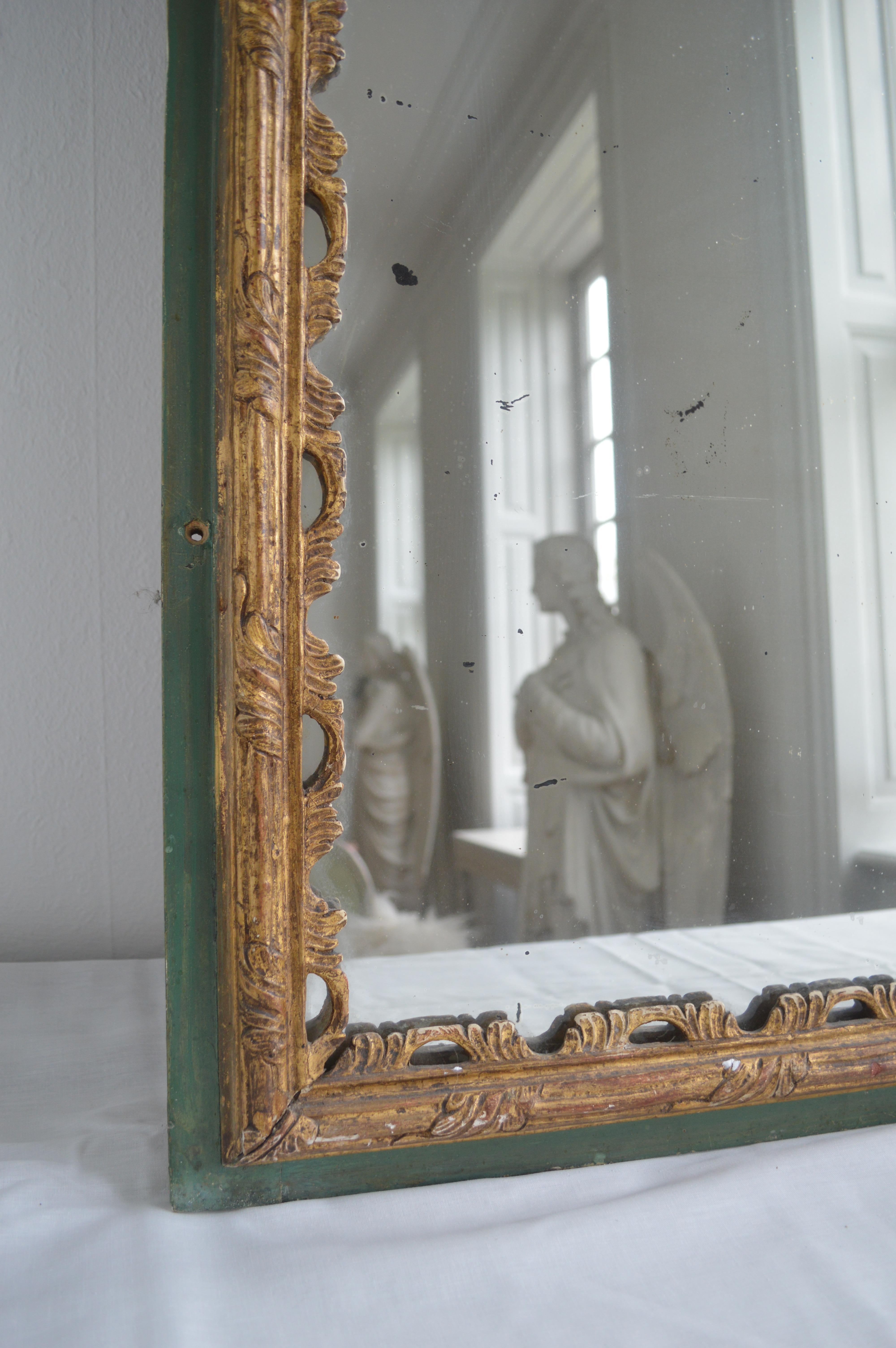 19th Century Trumeau Guilded Rococo Mercury Mirror In Good Condition For Sale In Copenhagen, Copenhagen