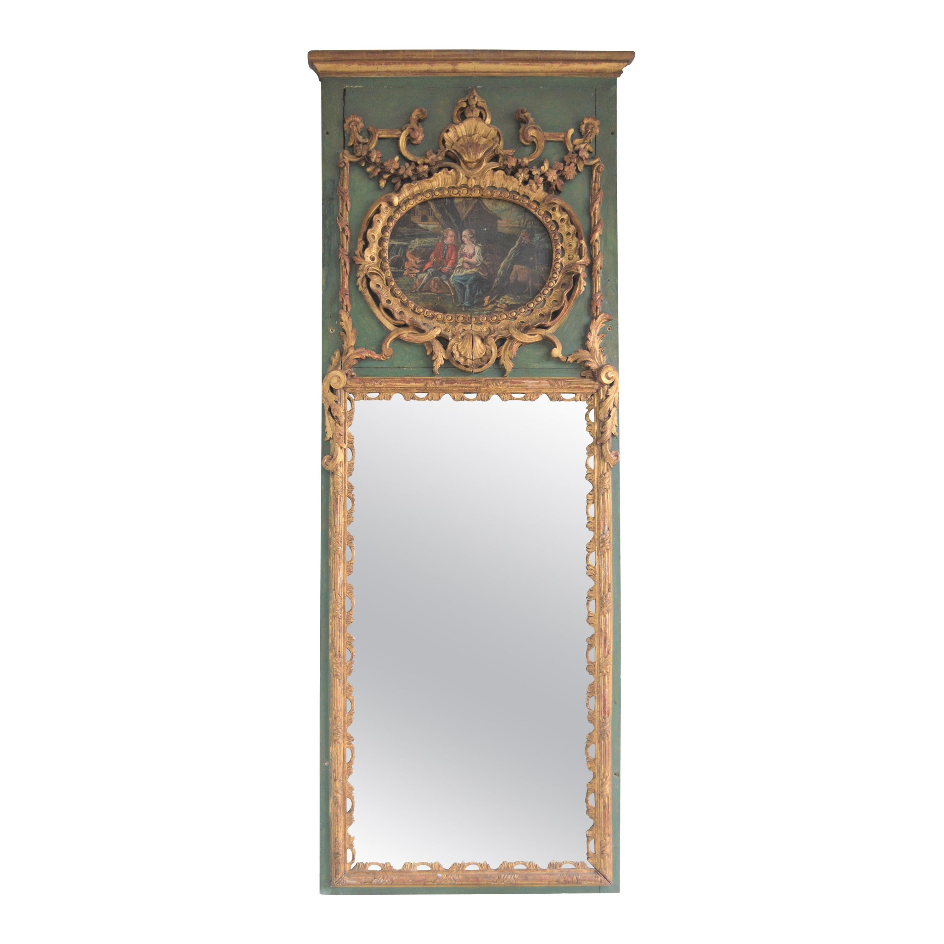 19th Century Trumeau Guilded Rococo Mercury Mirror im Angebot