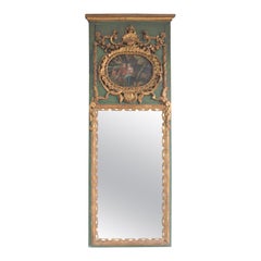 Antique 19th Century Trumeau Guilded Rococo Mercury Mirror