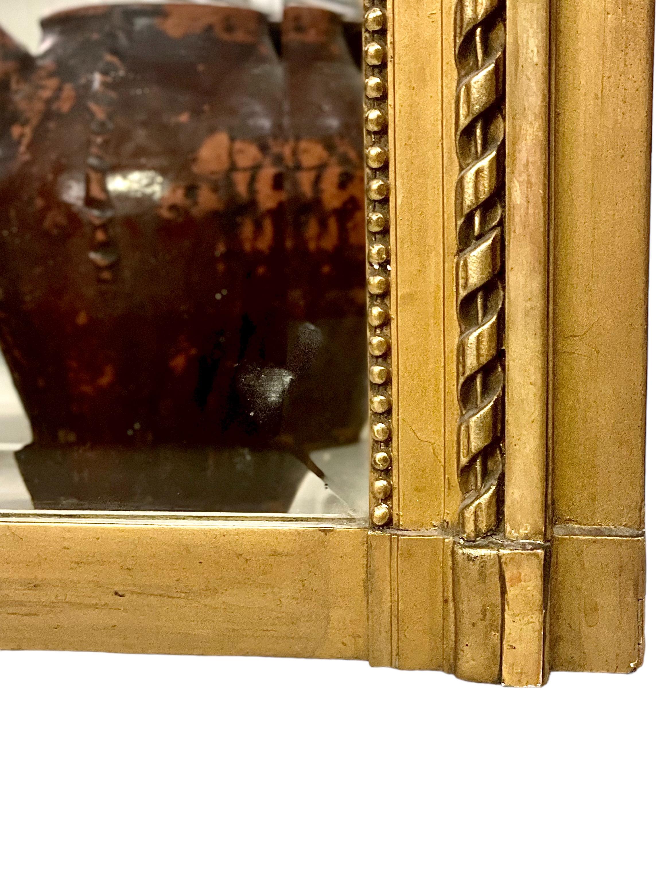 Antique Louis XVI Style Giltwood Trumeau Mirror For Sale 1