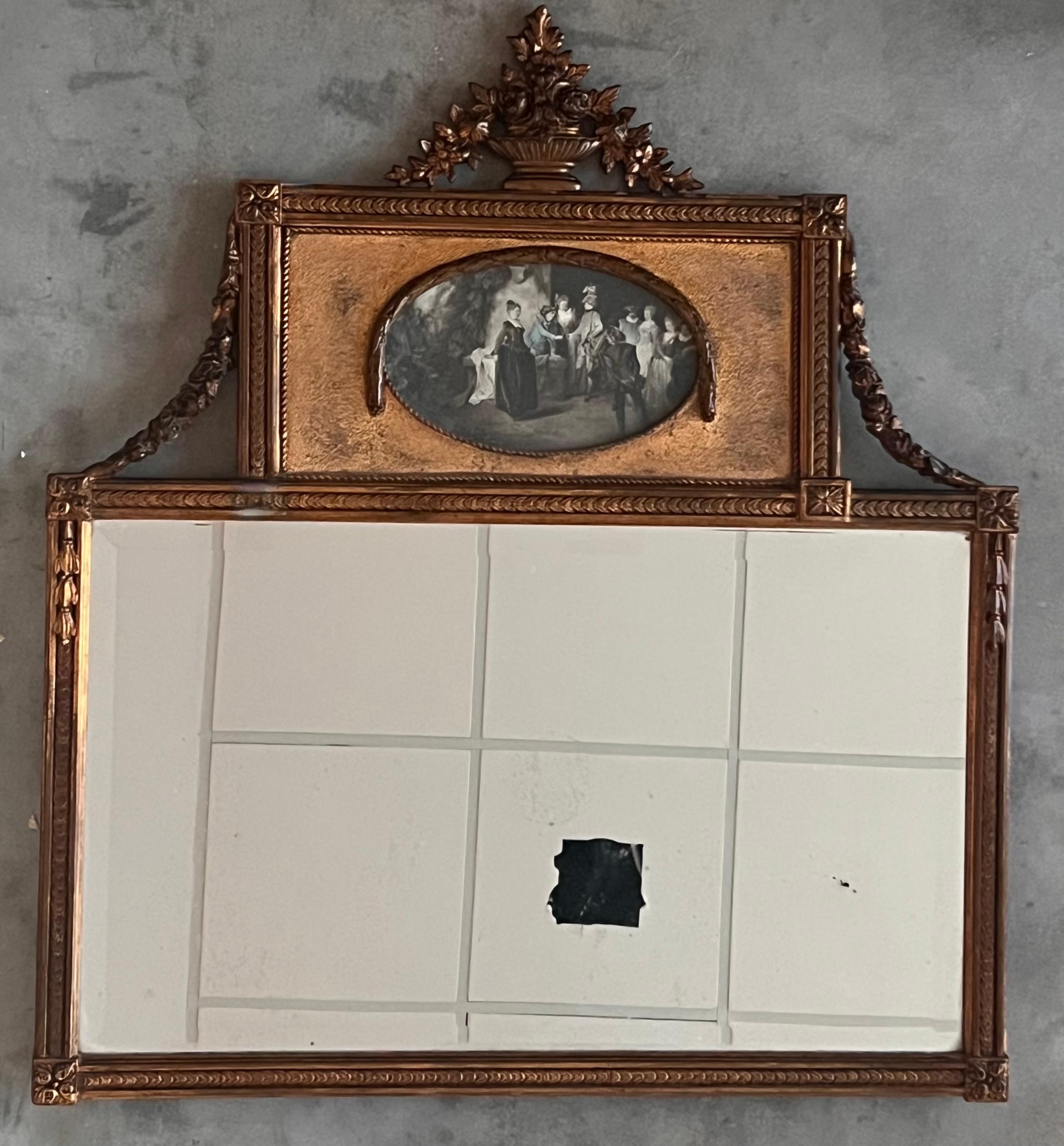 Neoclassical 19th Century Trumeau Rectangular Wall Mirror For Sale