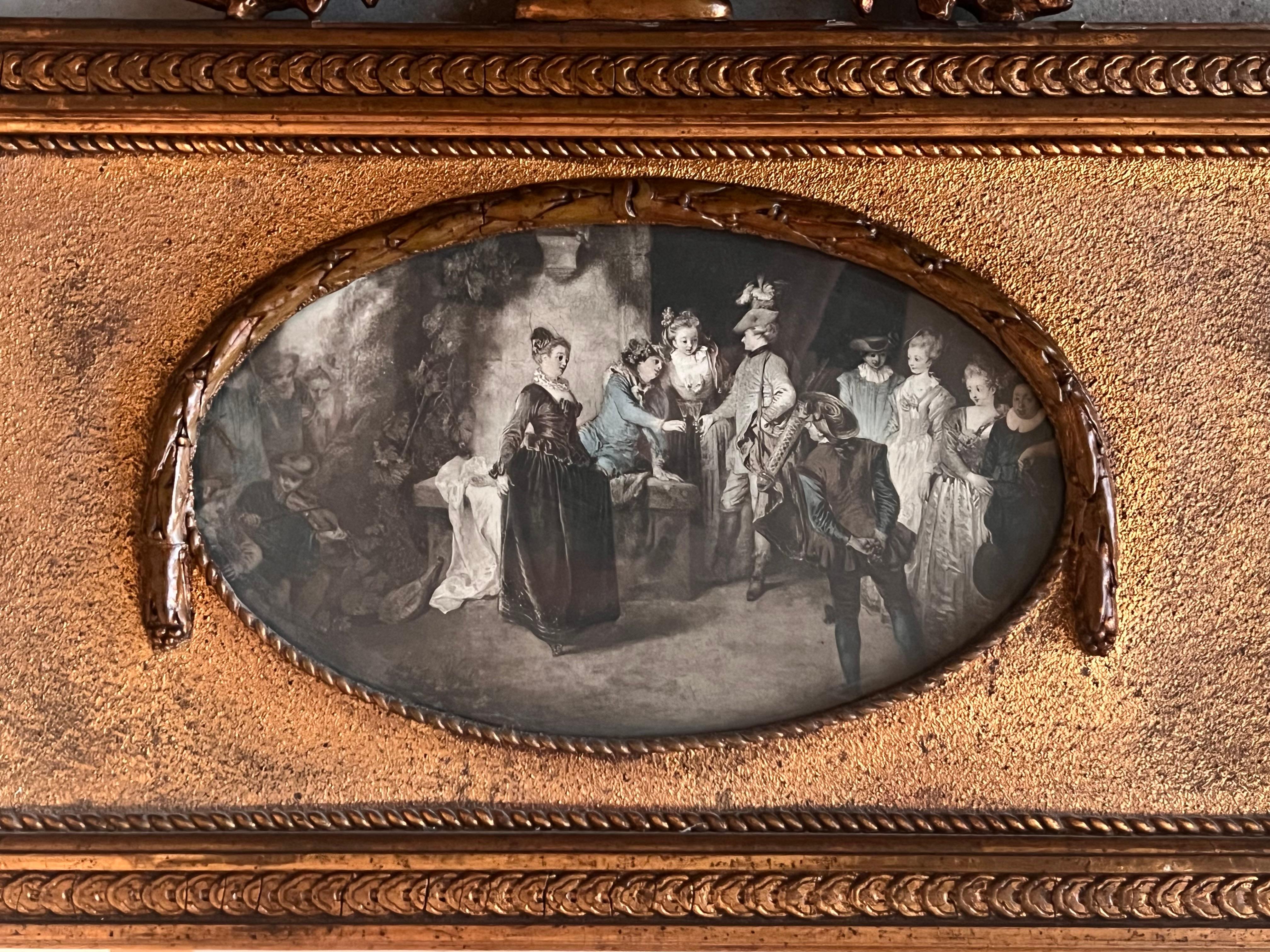 Giltwood 19th Century Trumeau Rectangular Wall Mirror For Sale