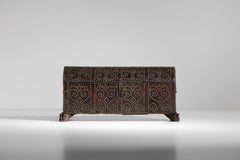 19th Century Trunk in Studded Leather and Solid Wood