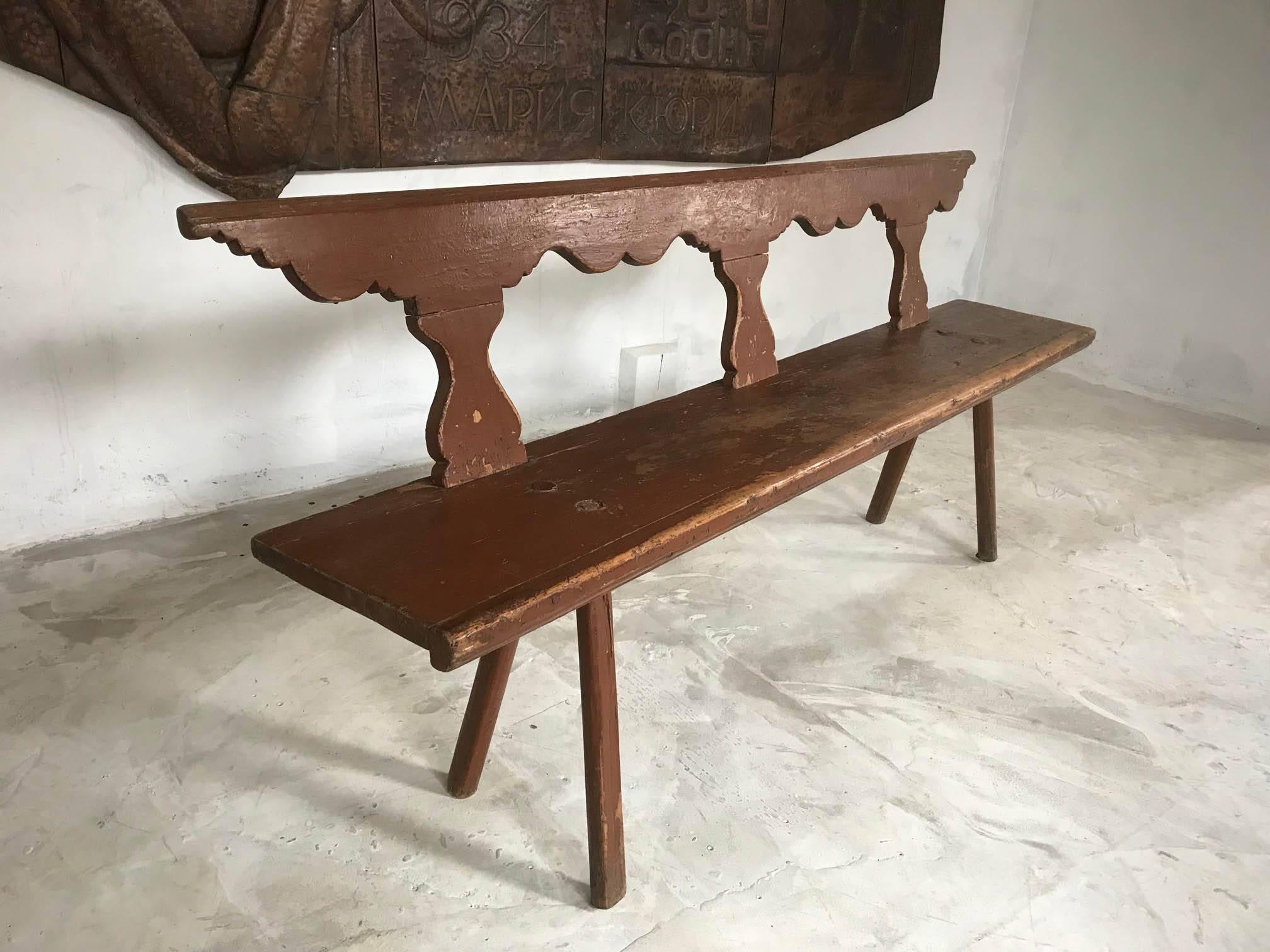 19th Century Tryleon Bench in Original Paint In Good Condition In Culverthorpe, Lincs