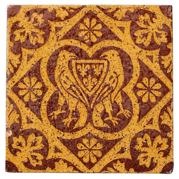 19th Century Tudor Revival Encaustic Tile by W. Godwin