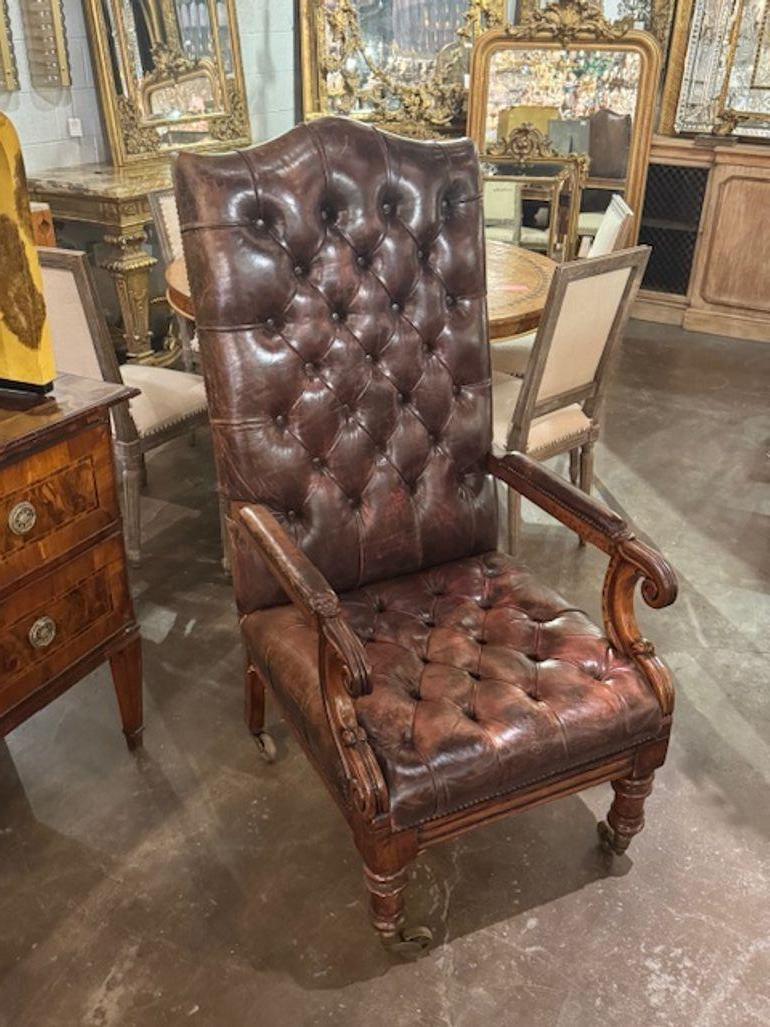 19th Century Tufted English Chesterfield Chair im Angebot 1