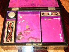 19C English Tunbridgeware Tabletop Stationary Box, Micro Mosaic