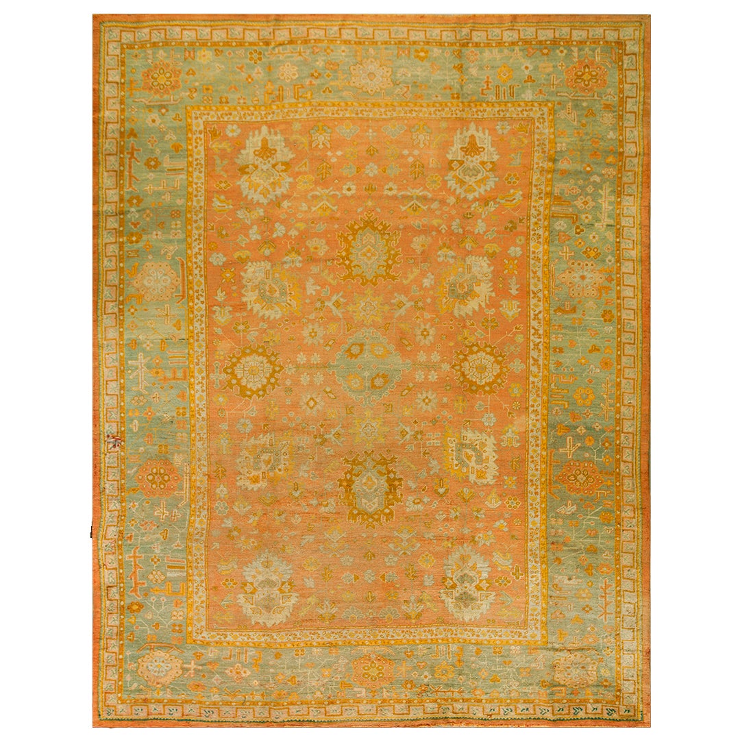 19th Century Turkish Oushak Carpet ( 10'2" x 13' - 310 x 396 ) For Sale