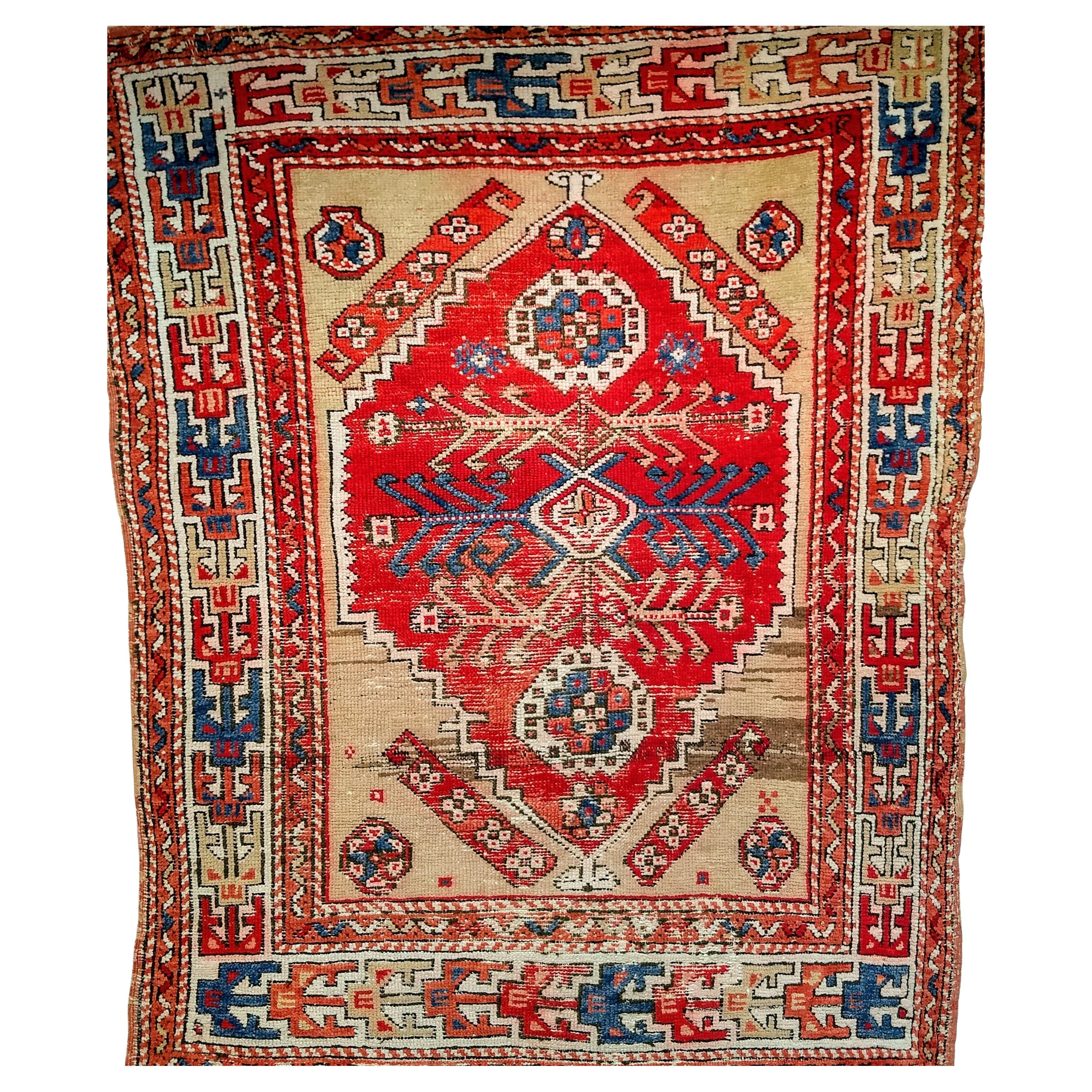 19th Century Turkish Anatolian Village Area Rug For Sale