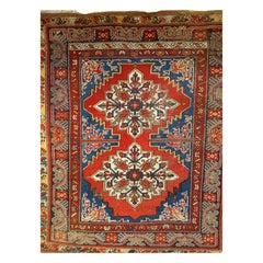 Antique 19th Century Turkish Anatolian Village Area Rug with Kazak Eagle Design